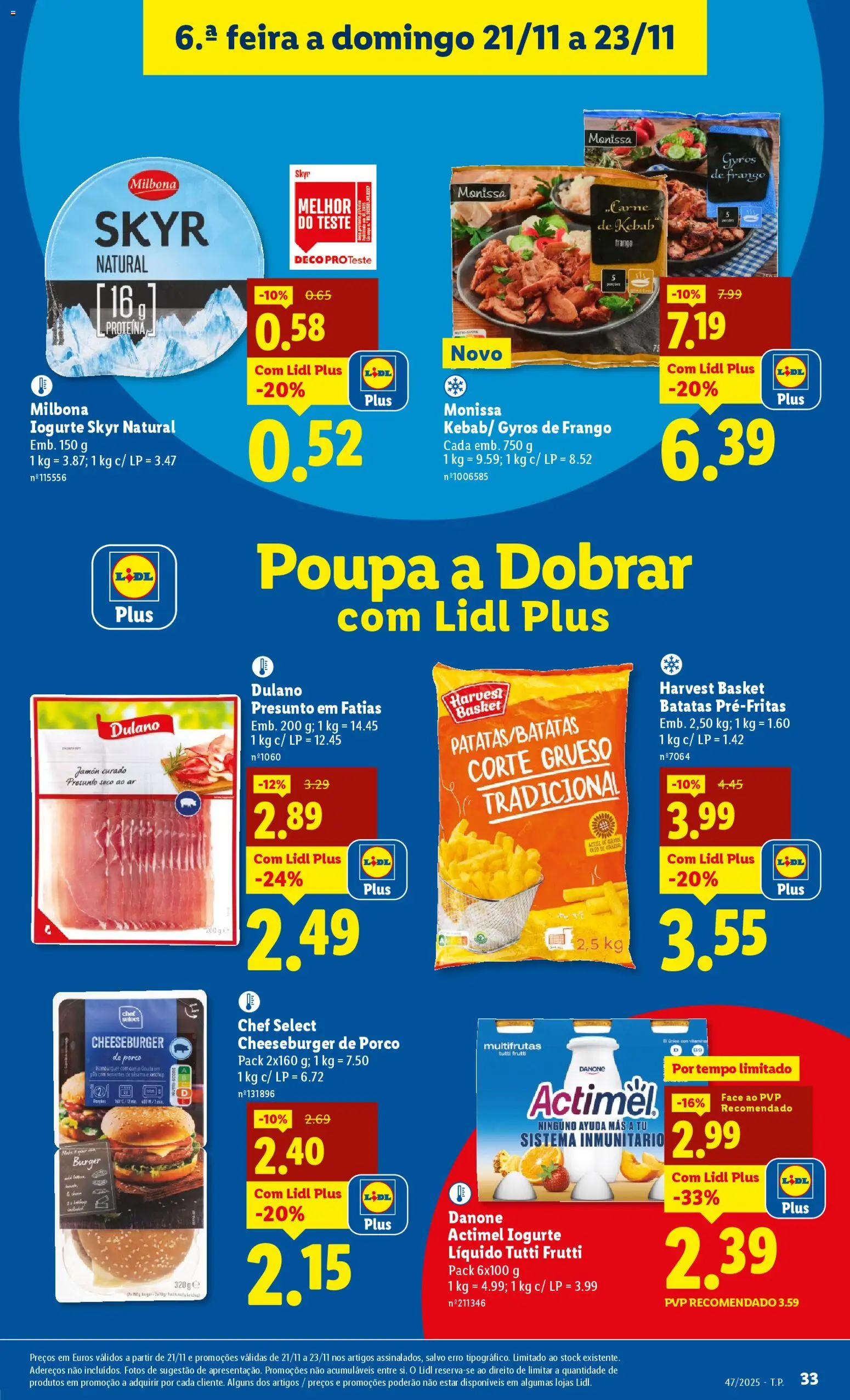 Lidl folheto │ válido de 17.11.2025 | Página: 33 | Produtos: Frango, Iogurte, Presunto, Iogurte liquido