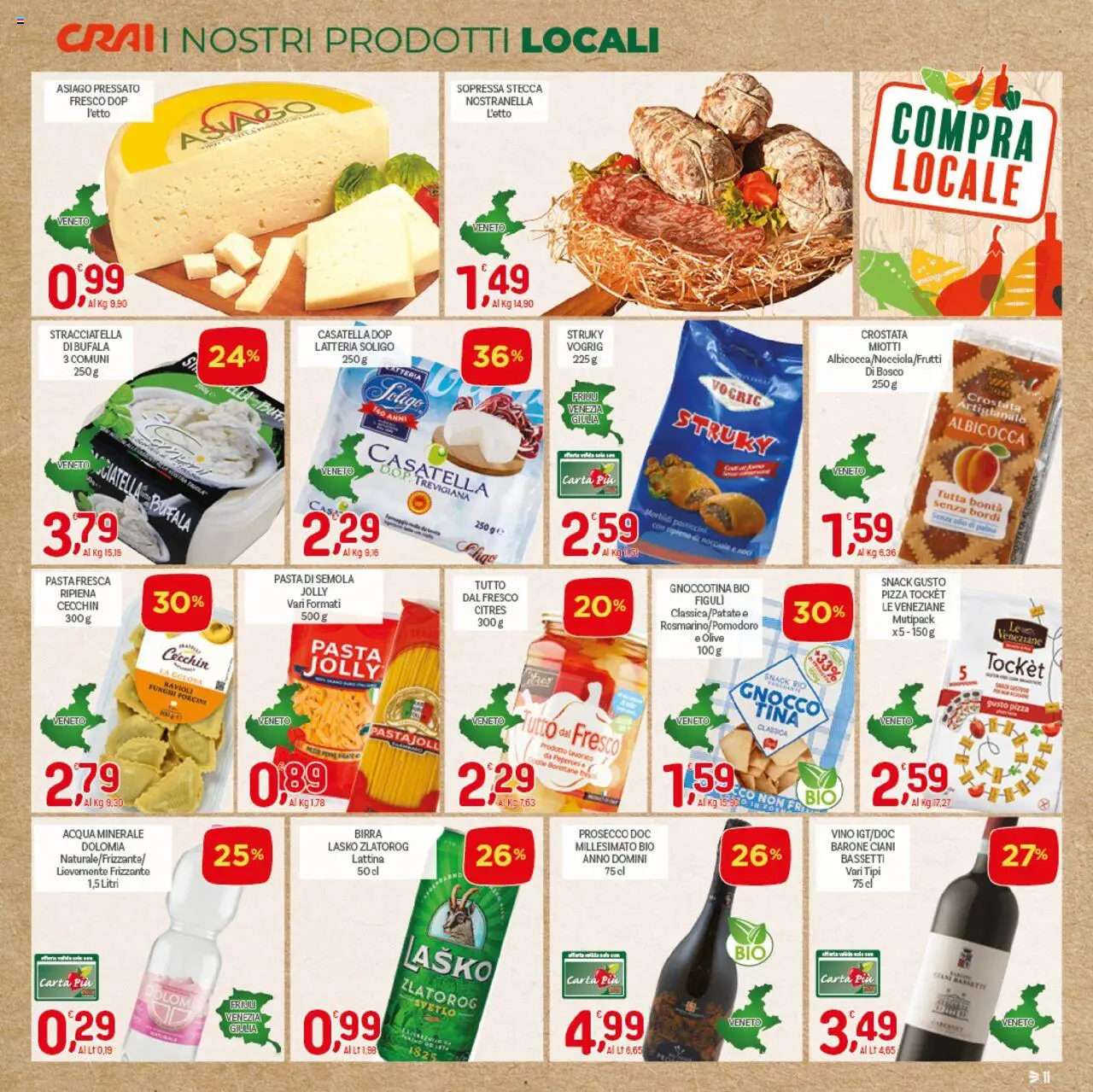 Volantino CRAI del 07.08.2025 | Pagina: 11 | Prodotti: Birra, Peperoni, Acqua, Ravioli