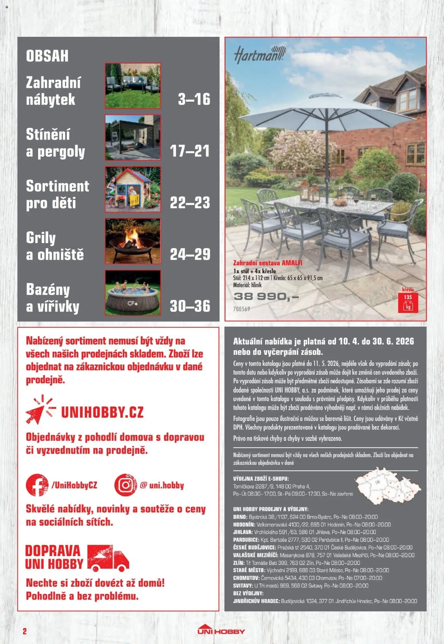 Uni Hobby katalog - Nábytek, grily a bazény 2026 od 10.04.2026 | Strana: 2 | Produkty: Bazény, Nábytek, Křeslo, Stůl