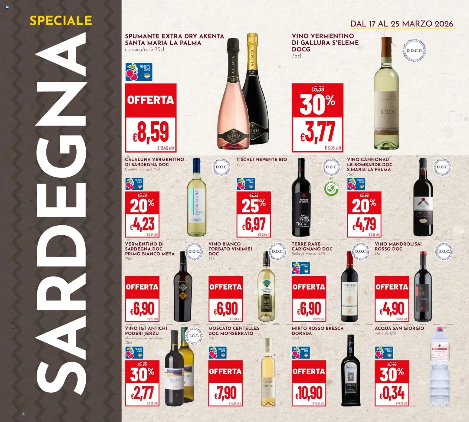 Volantino Pan del 17.03.2026 | Pagina: 4 | Prodotti: Acqua, Vino, Spumante, Vino bianco