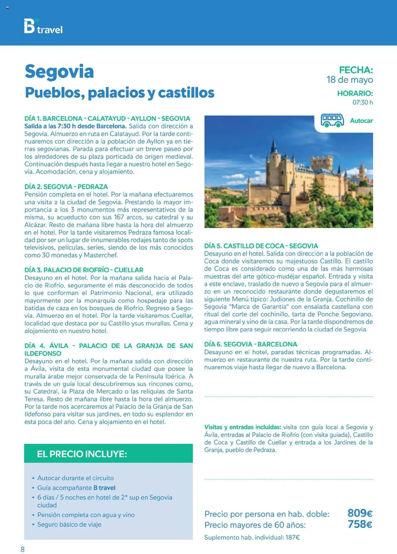 B the travel brand Viatges i Excursions │ válido desde el 01.05.2025 | Página: 8 | Productos: Vino, Ensalada, Agua mineral