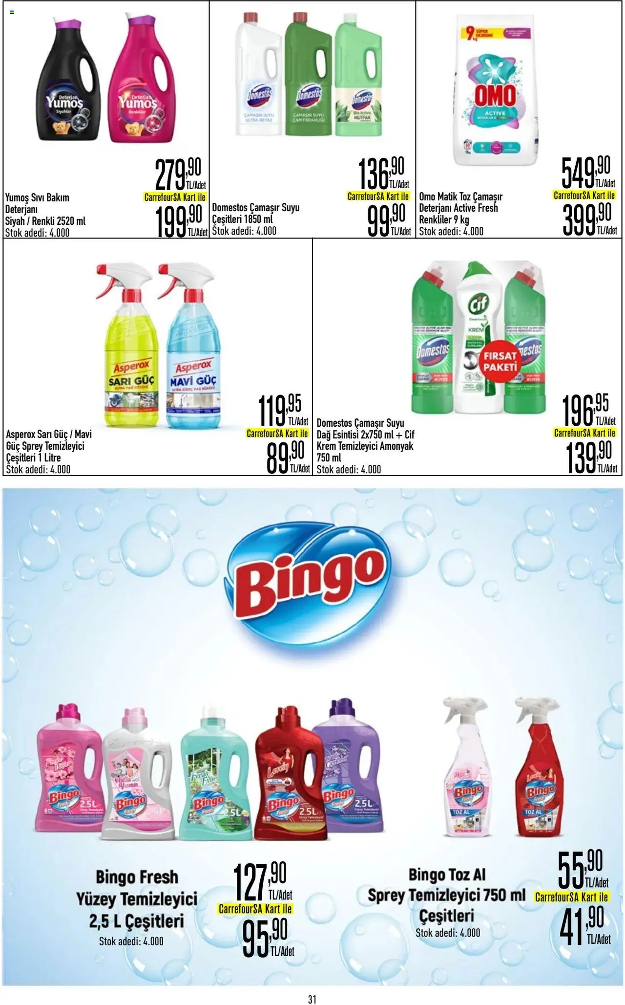 CarrefourSA Katalog - 01.08.2025 tarihinden itibaren geçerlidir | Sayfa: 31 | Ürünler: Krem, Çamaşır deterjanı, Deterjan, Yüzey temizleyici