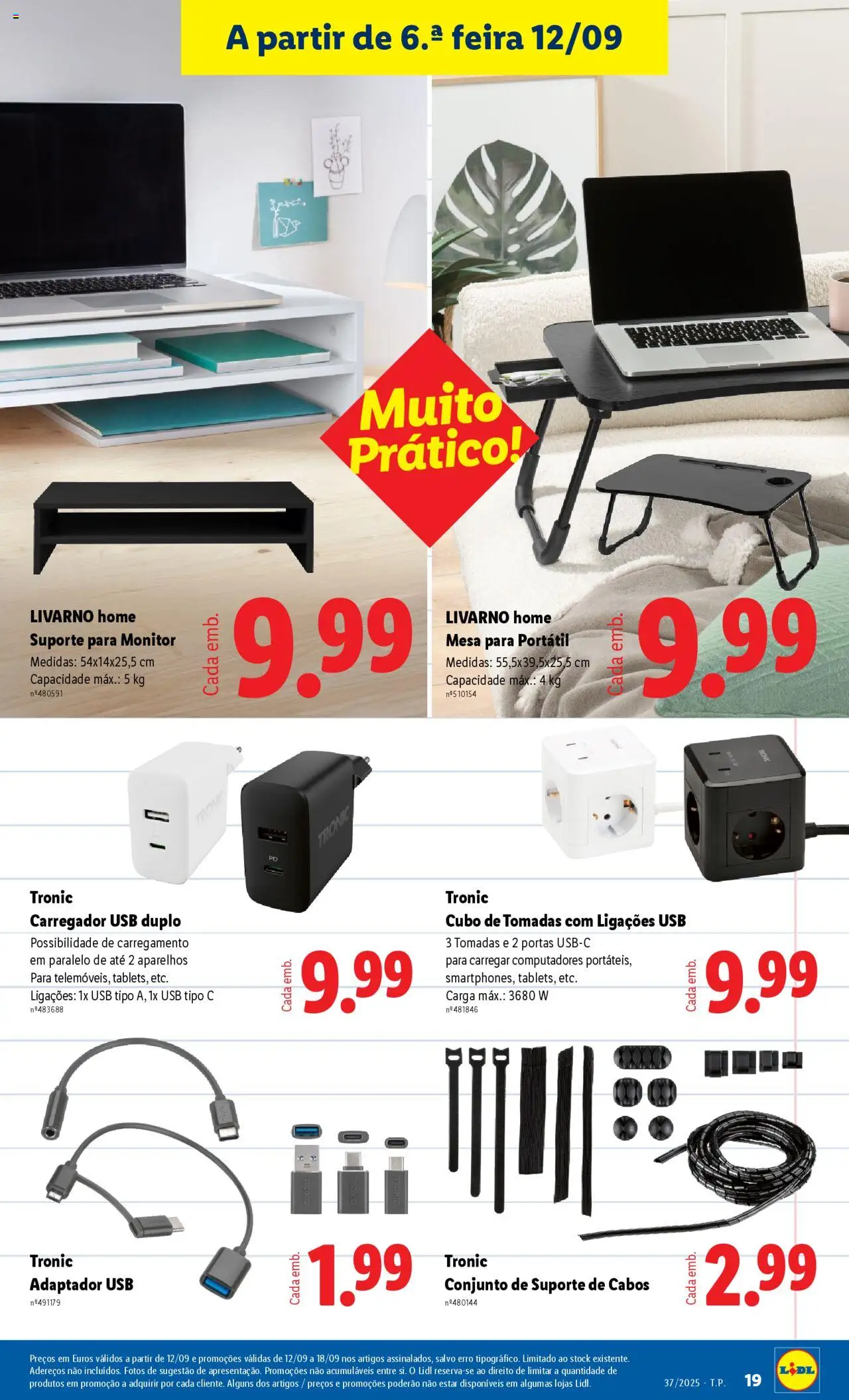 Lidl Novidades │ válido de 08.09.2025 | Página: 19 | Produtos: Monitor, Adaptador, Laptop, Mesa