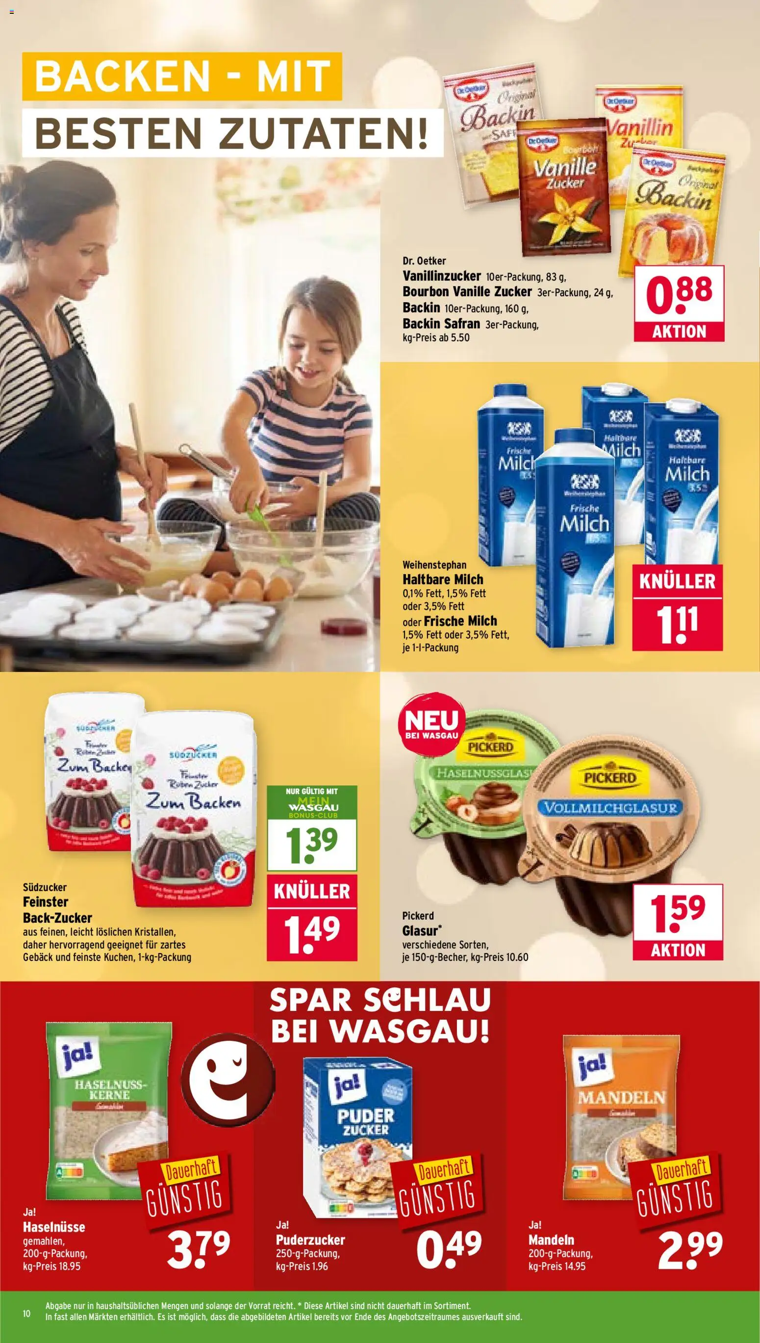 Wasgau Prospekt 	 – gültig ab 03.11.2025 | Seite: 10 | Produkte: Haltbare milch, Puder, Zucker, Bourbon