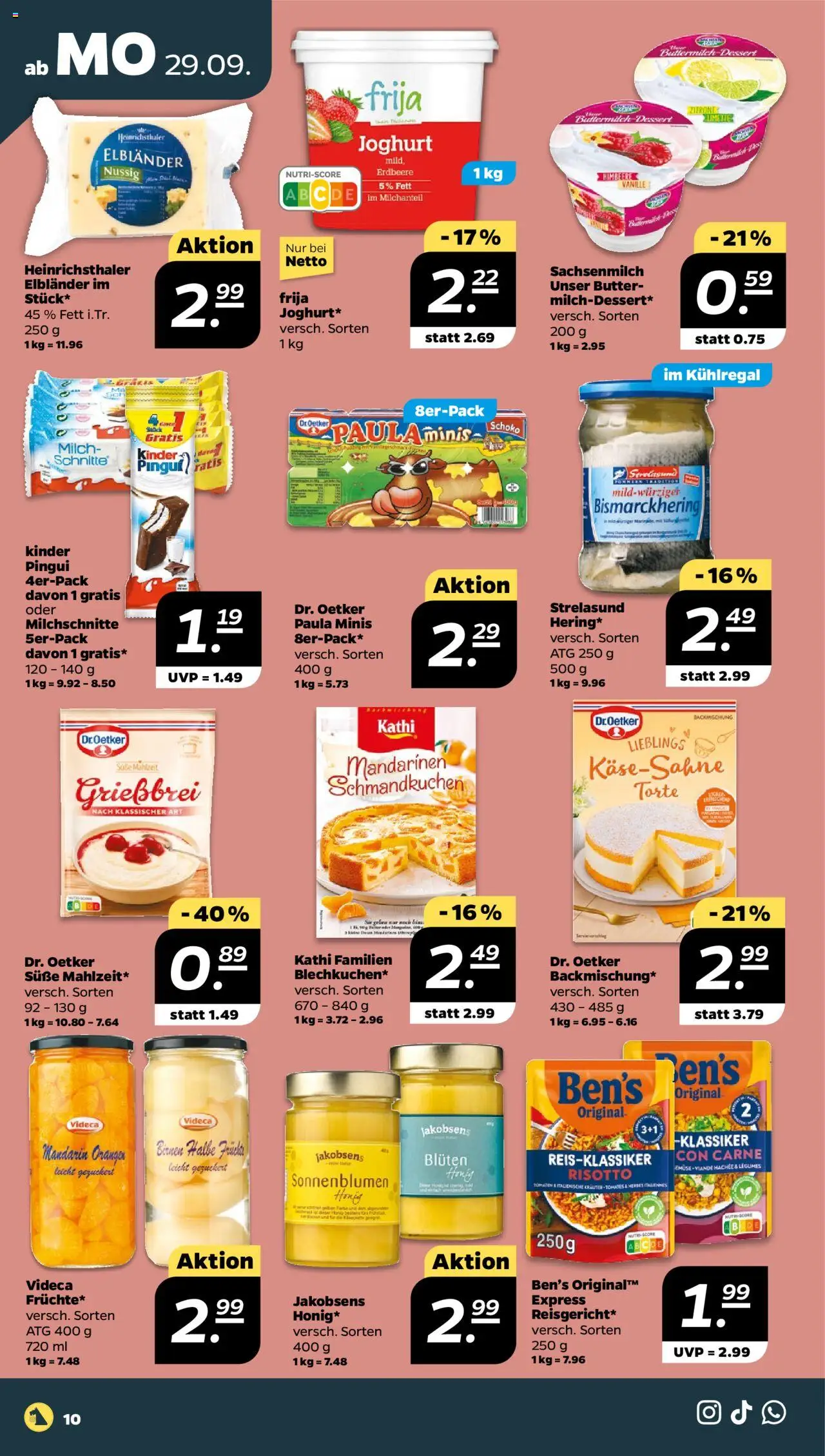 Netto Prospekt 	 – gültig ab 29.09.2025 | Seite: 10 | Produkte: Buttermilch, Milch, Mandarinen, Orangen