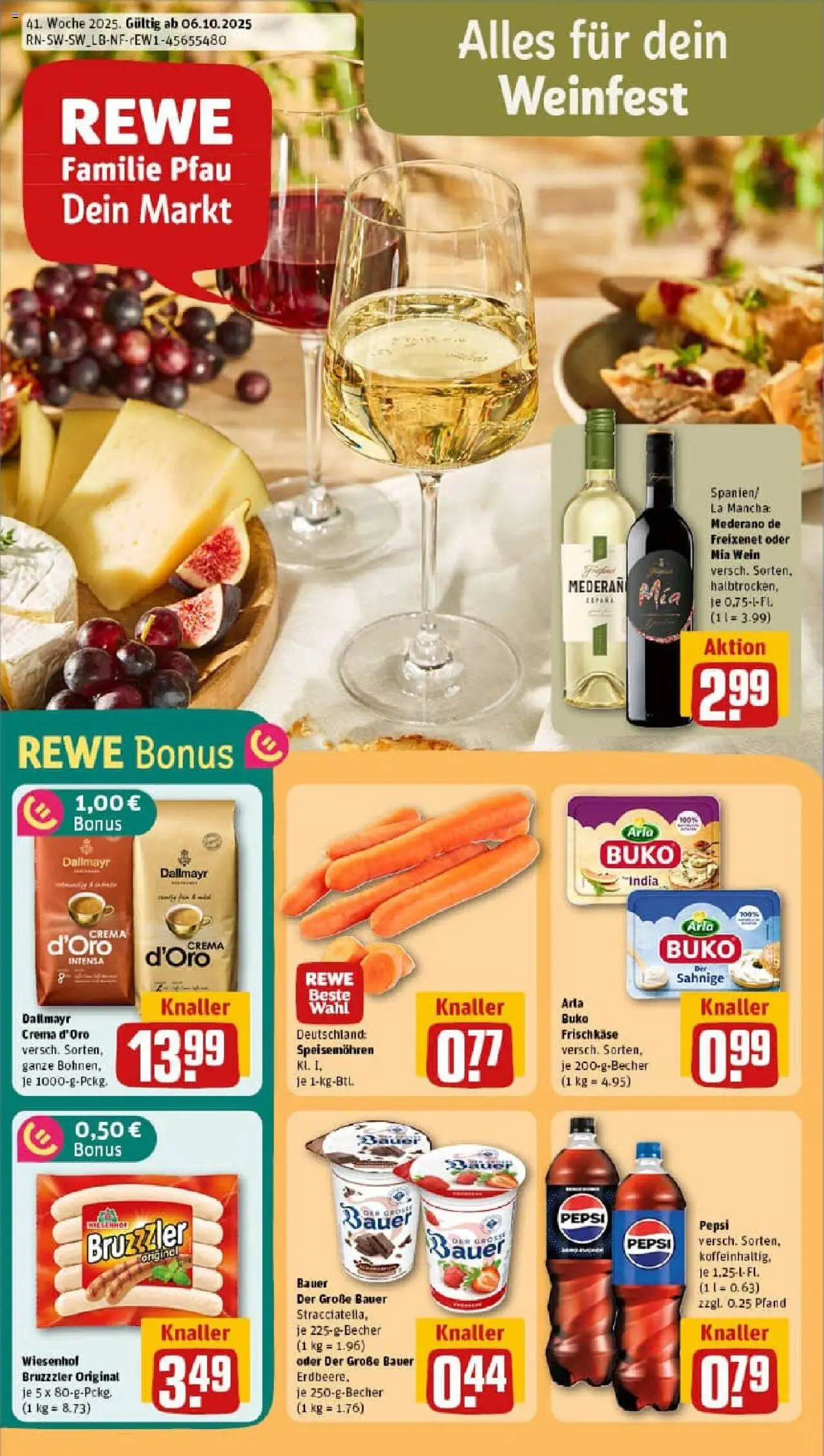 Rewe prospekt Schwäbisch Gmünd / Rehnenhof	 – gültig ab 06.10.2025 | Seite: 1 | Produkte: Freixenet, Arla buko, Wein, Frischkase