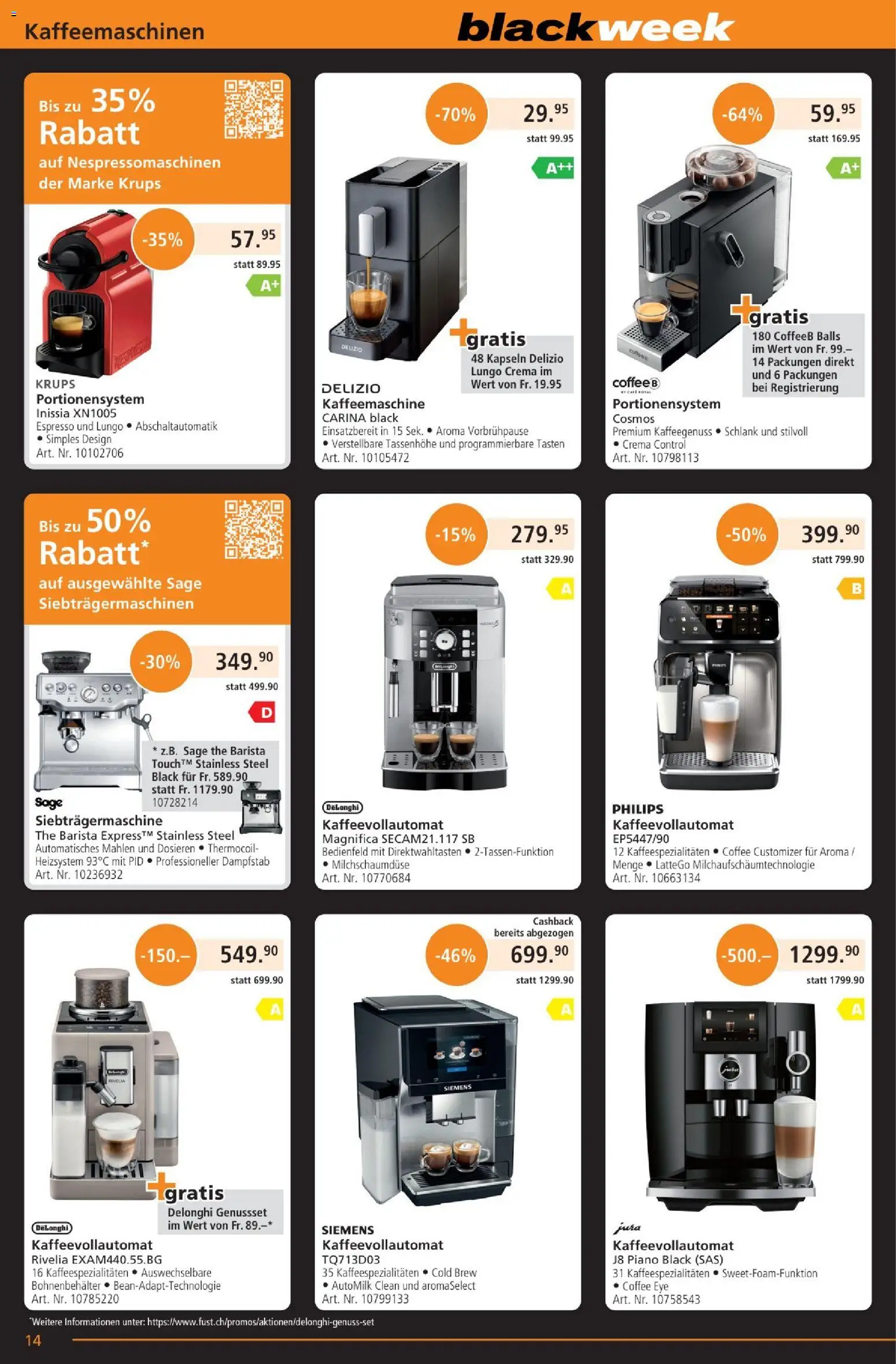 Fust - Black Friday – gültig ab 25.11.2025 | Seite: 14 | Produkte: Jura, Krups, Philips, Siemens