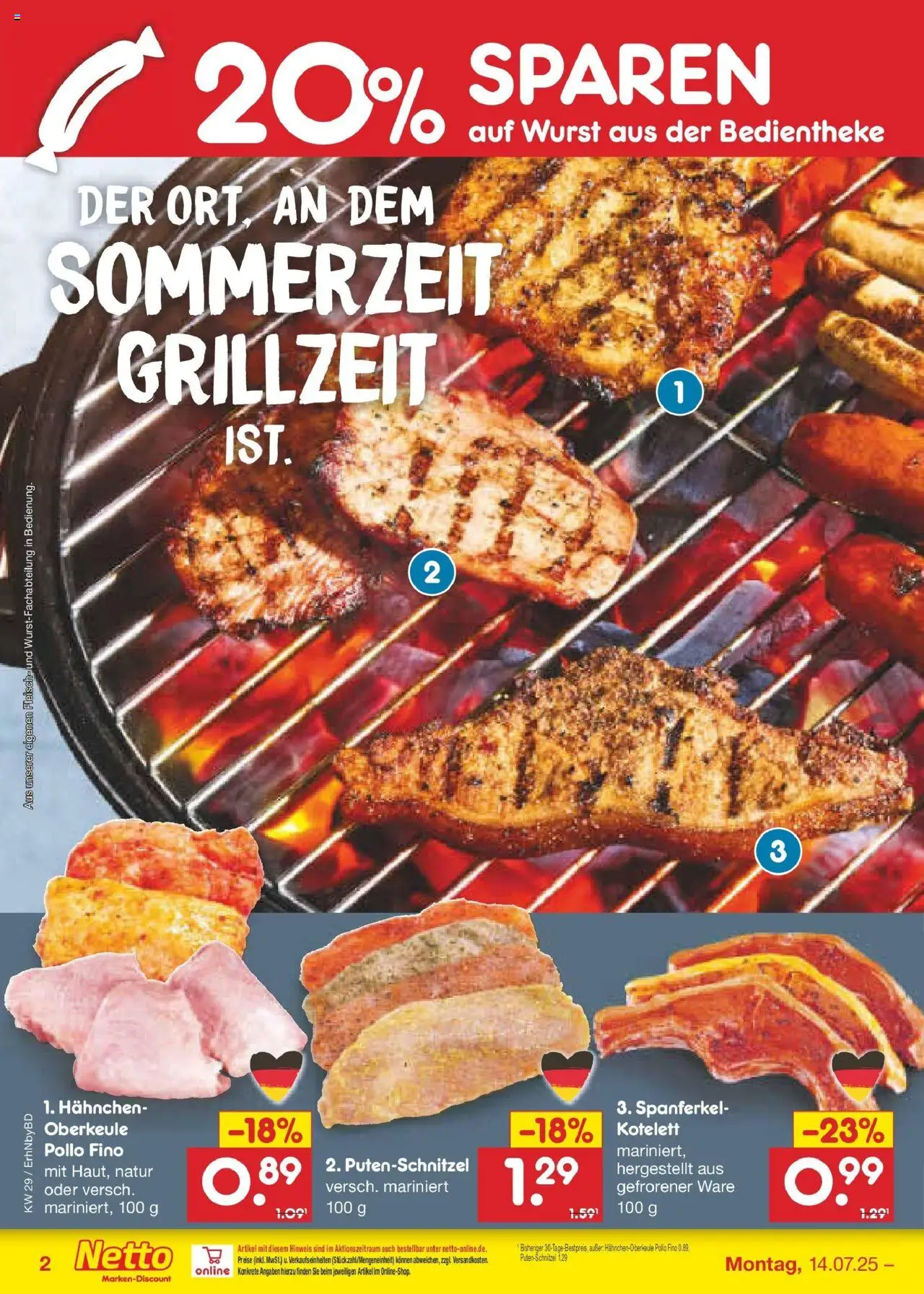 Netto Marken-Discount prospekt Ergolding	 - gültig ab dem 13.07.2025 | Seite: 36 | Produkte: Hahnchen, Putenschnitzel, Wurst