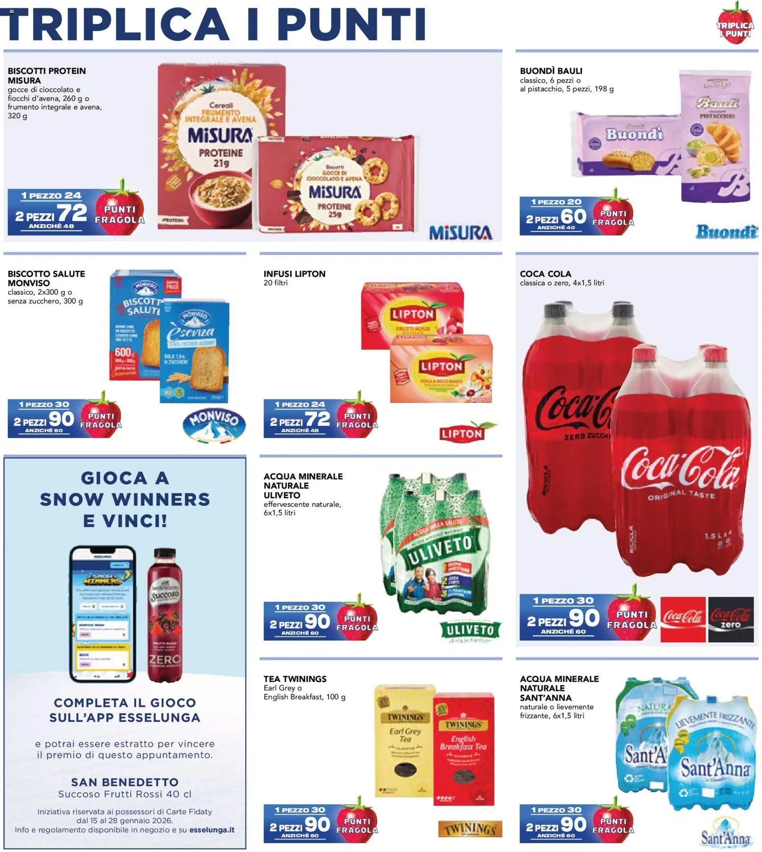 Volantino Esselunga S del 15.01.2026 | Pagina: 9 | Prodotti: Cioccolato, Cereali, Biscotti, Coca Cola