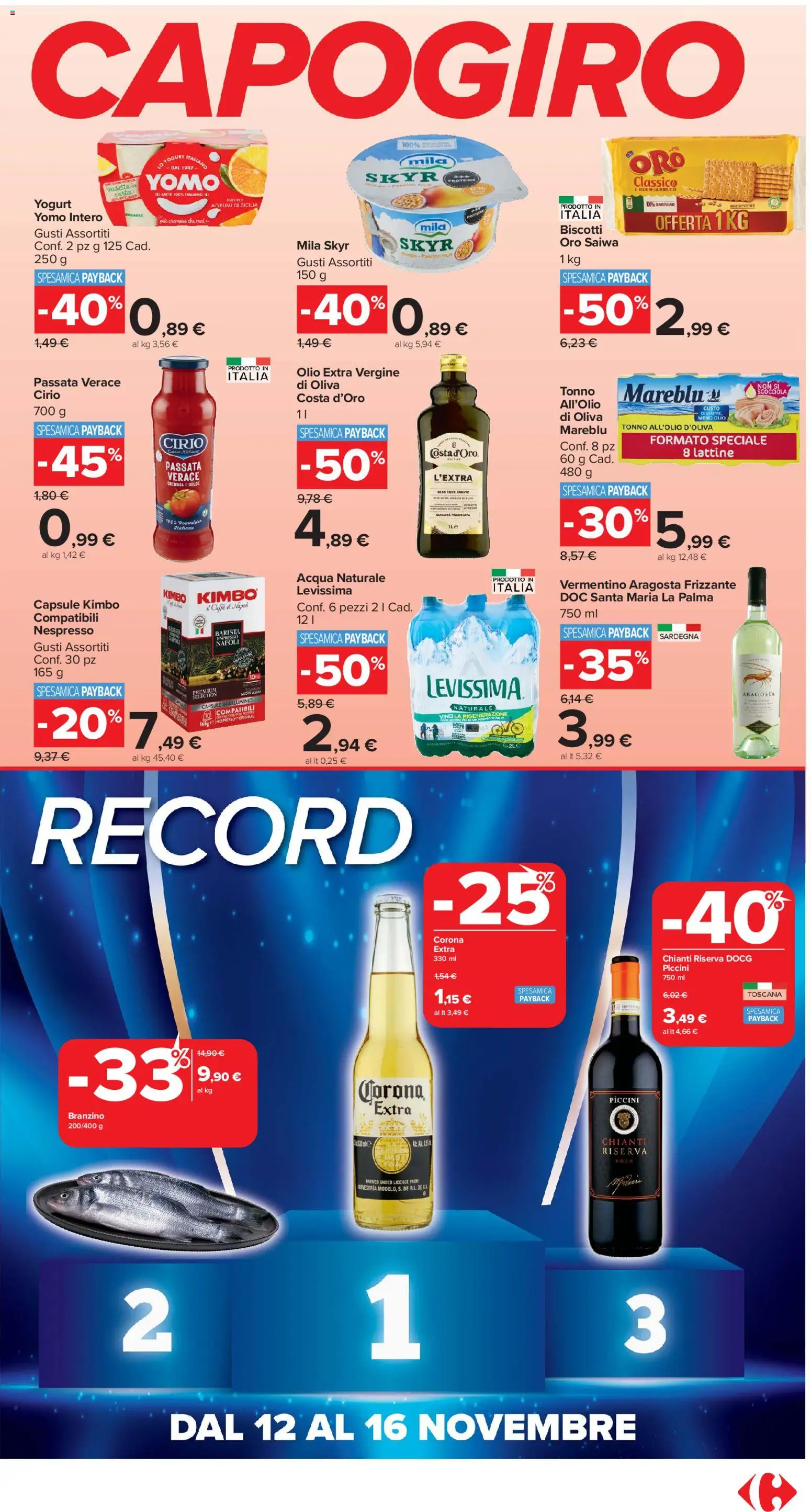 Volantino Carrefour del 04.11.2025 | Pagina: 3 | Prodotti: Caffè, Acqua, Olio, Acqua naturale