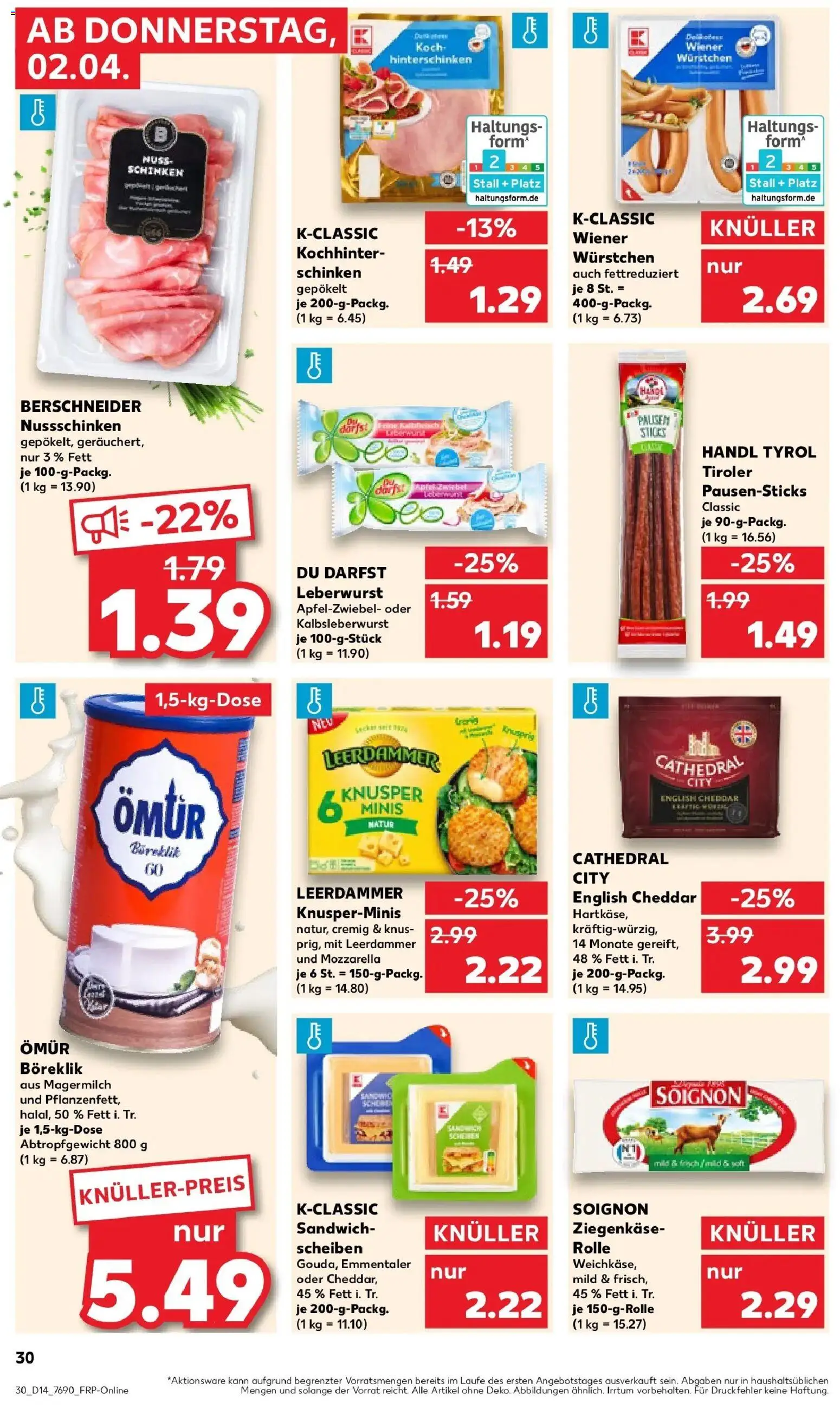 Kaufland Prospekt Albstadt	 – gültig ab 30.03.2026 | Seite: 44 | Produkte: Wiener wurstchen, Mozzarella, Ziegenkäse, Leerdammer