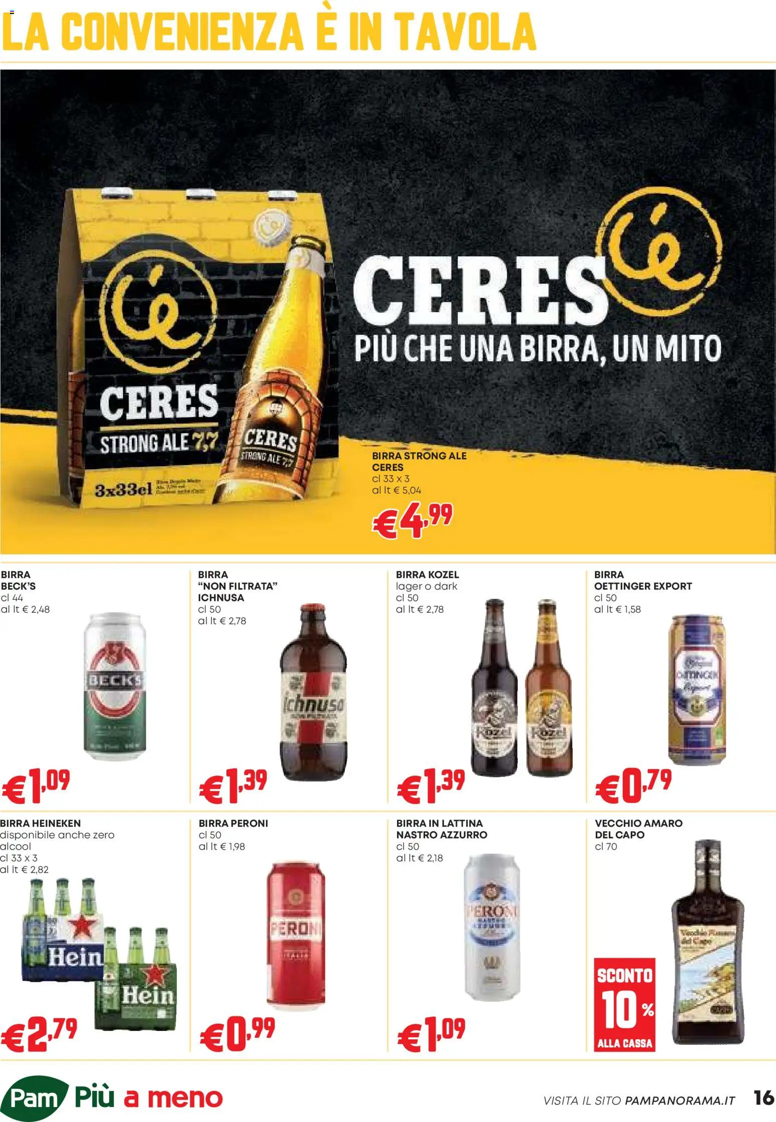 Volantino PAM del 12.02.2026 | Pagina: 16 | Prodotti: Birra, Ceres, Heineken, Amaro