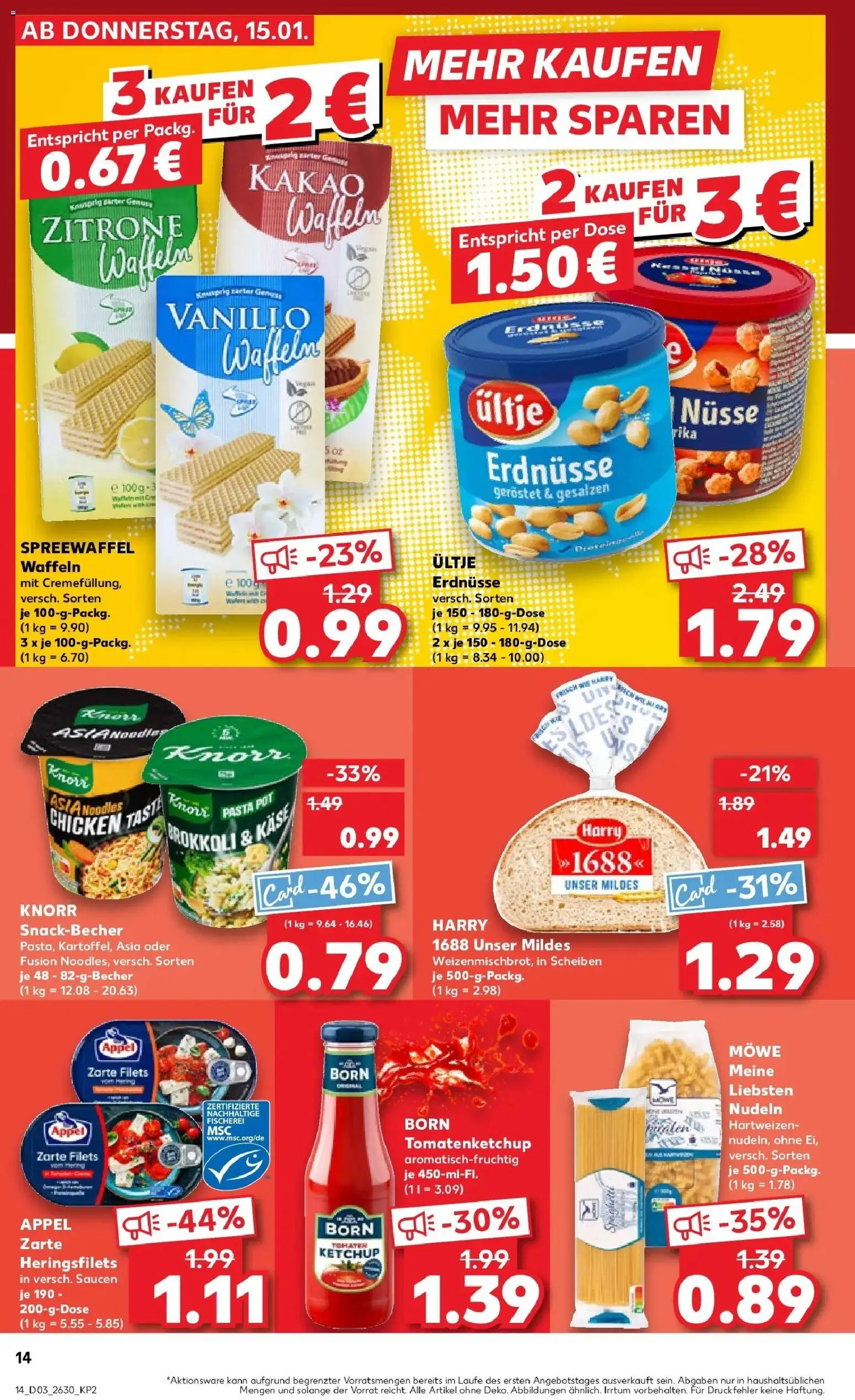 Kaufland prospekt Leipzig	 – gültig ab 19.01.2026 | Seite: 14 | Produkte: Knorr, Nudeln, Ketchup, Nüsse