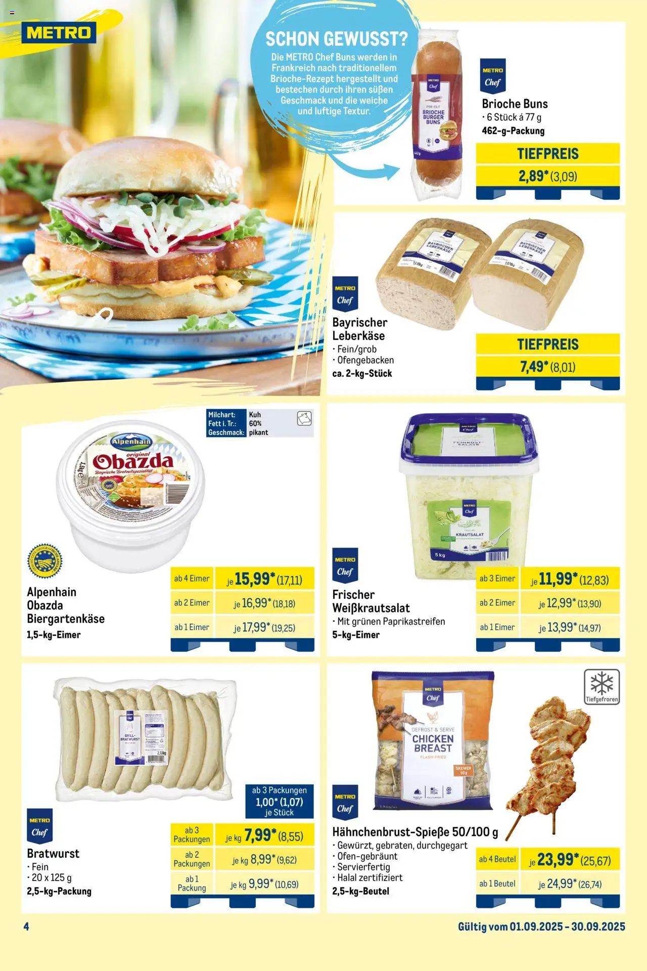 Metro Monats-Menü - gültig ab dem 01.09.2025 | Seite: 4 | Produkte: Grill, Bratwurst, Burger, Leberkase