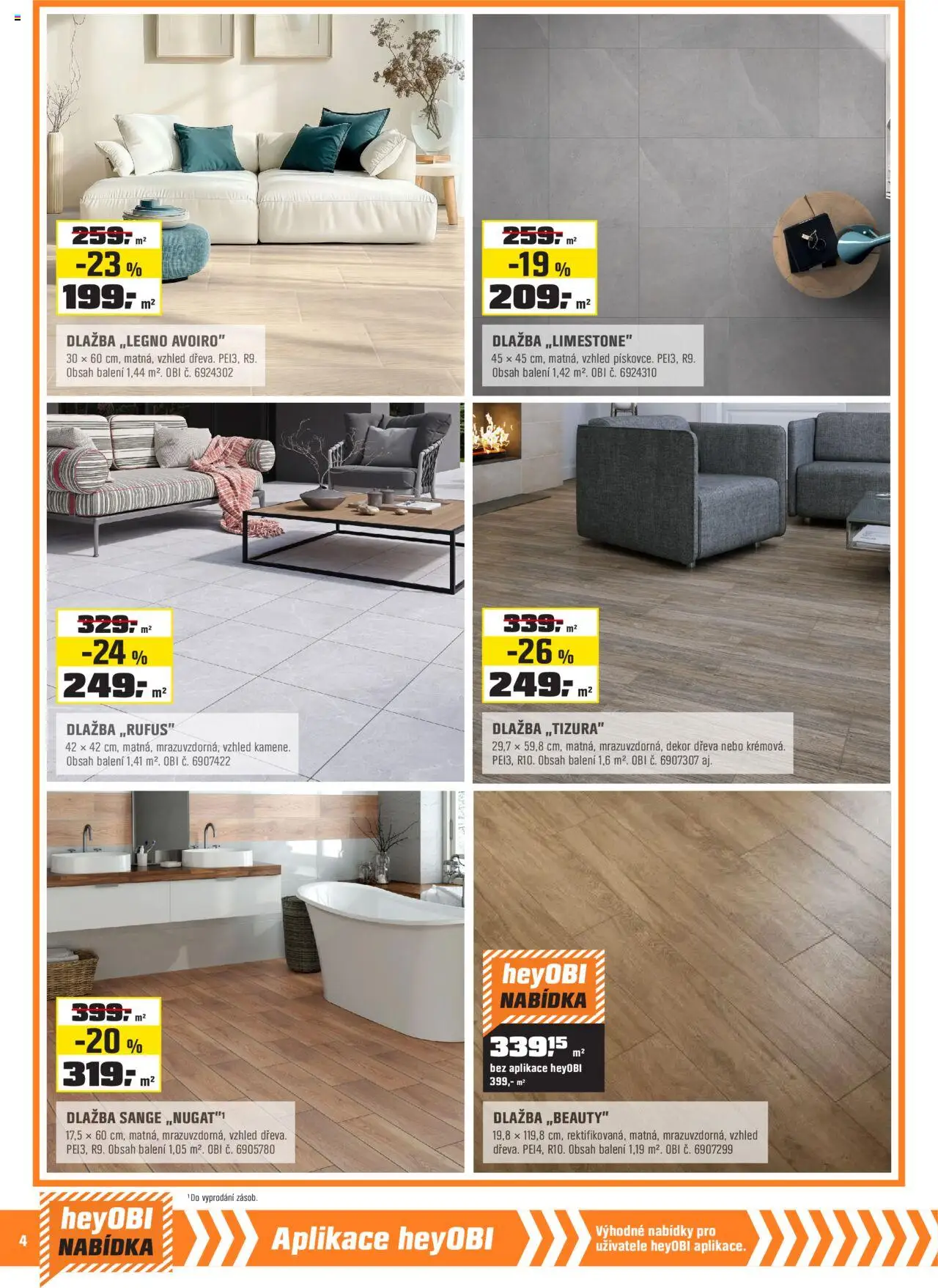 OBI leták - Karlovy Vary, Mladá Boleslav, Králův Dvůr od 01.10.2025 | Strana: 4 | Produkty: Dlažba