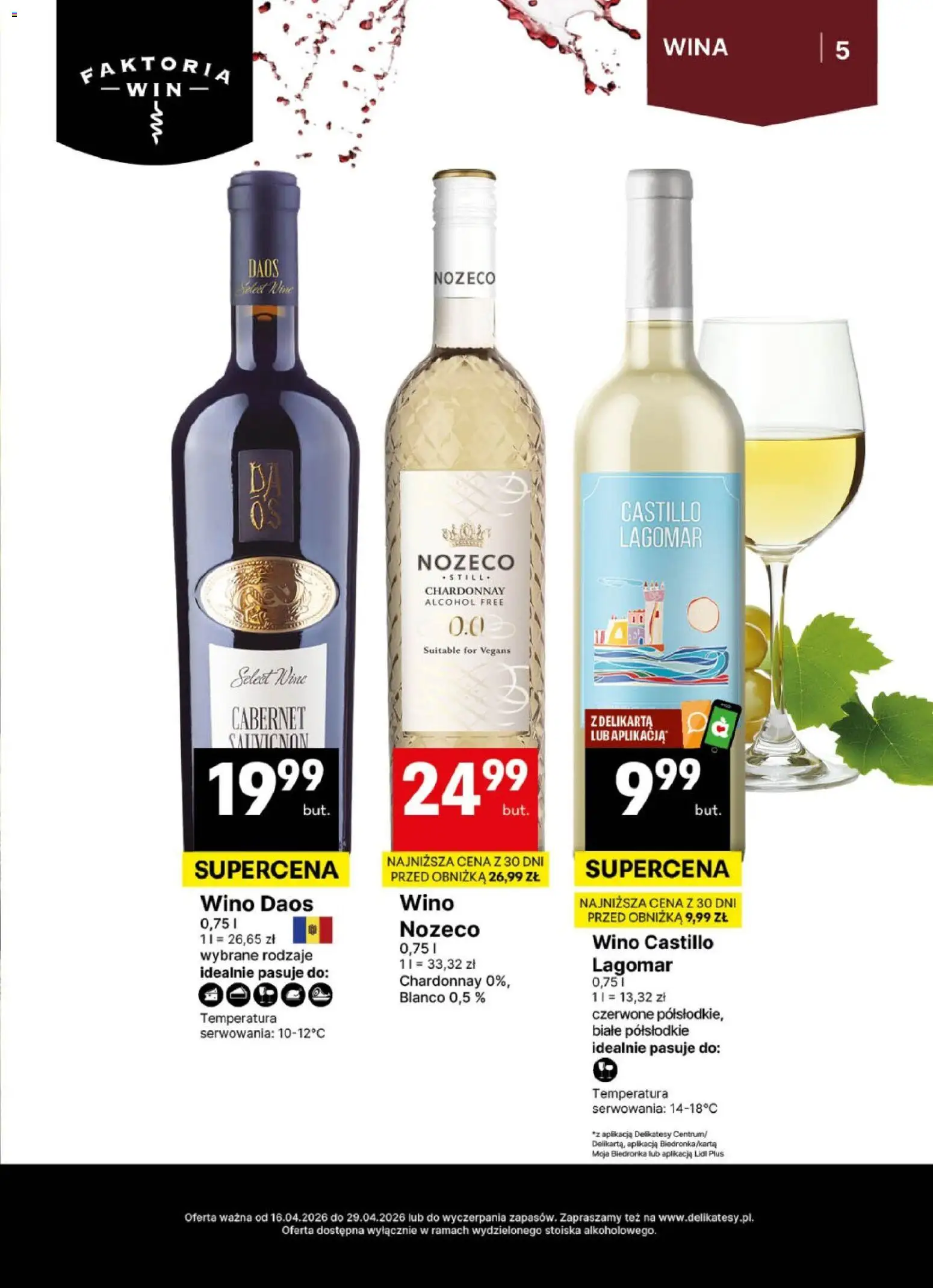 Delikatesy Centrum gazetka - DeliBarek od 16.04.2026 | Strona: 5 | Produkty: Chardonnay, Delikatesy, Wino