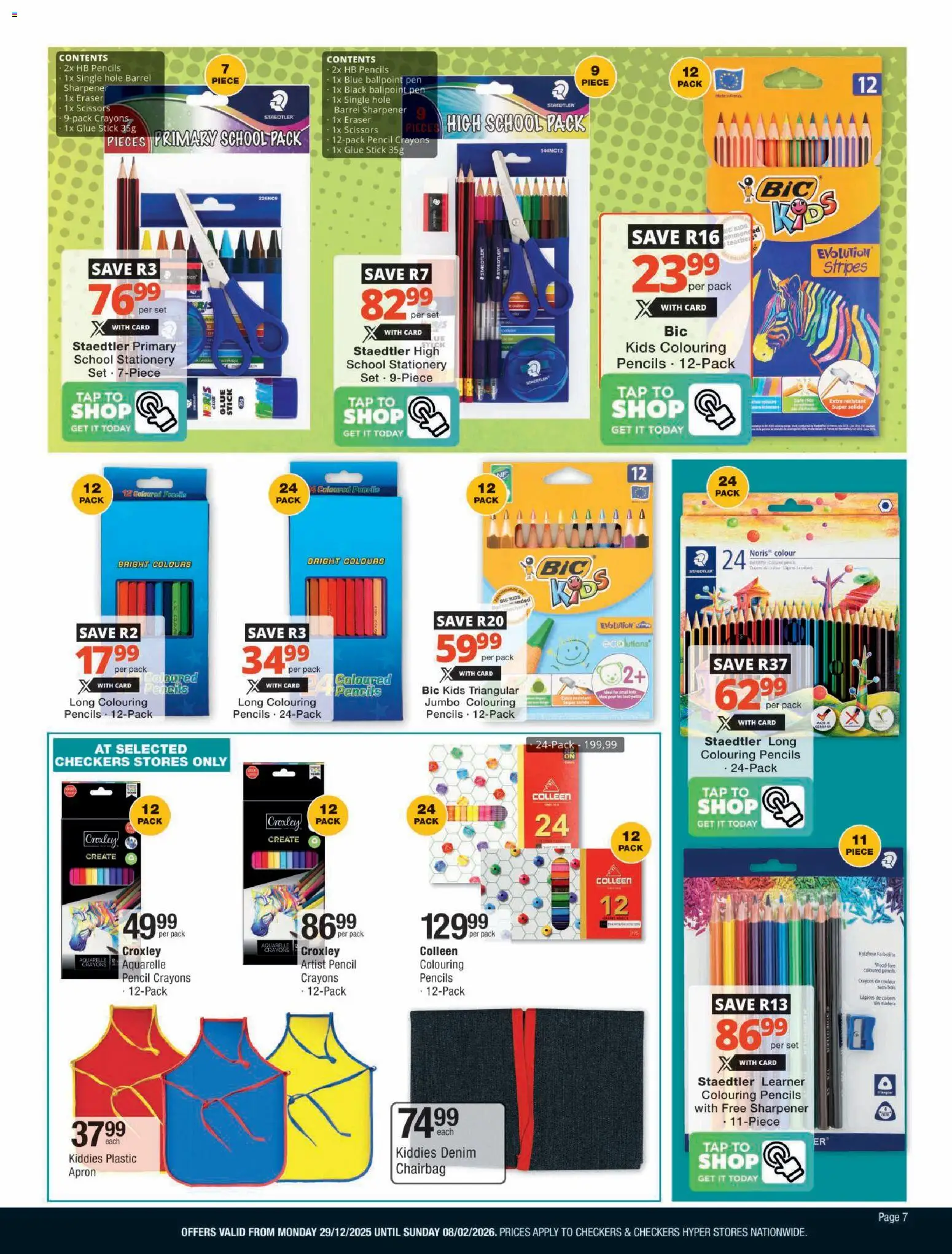 New Checkers catalogue – valid from 29.12.2025 | Page: 7 | Products: Pencil, Apron, Pen, Tap