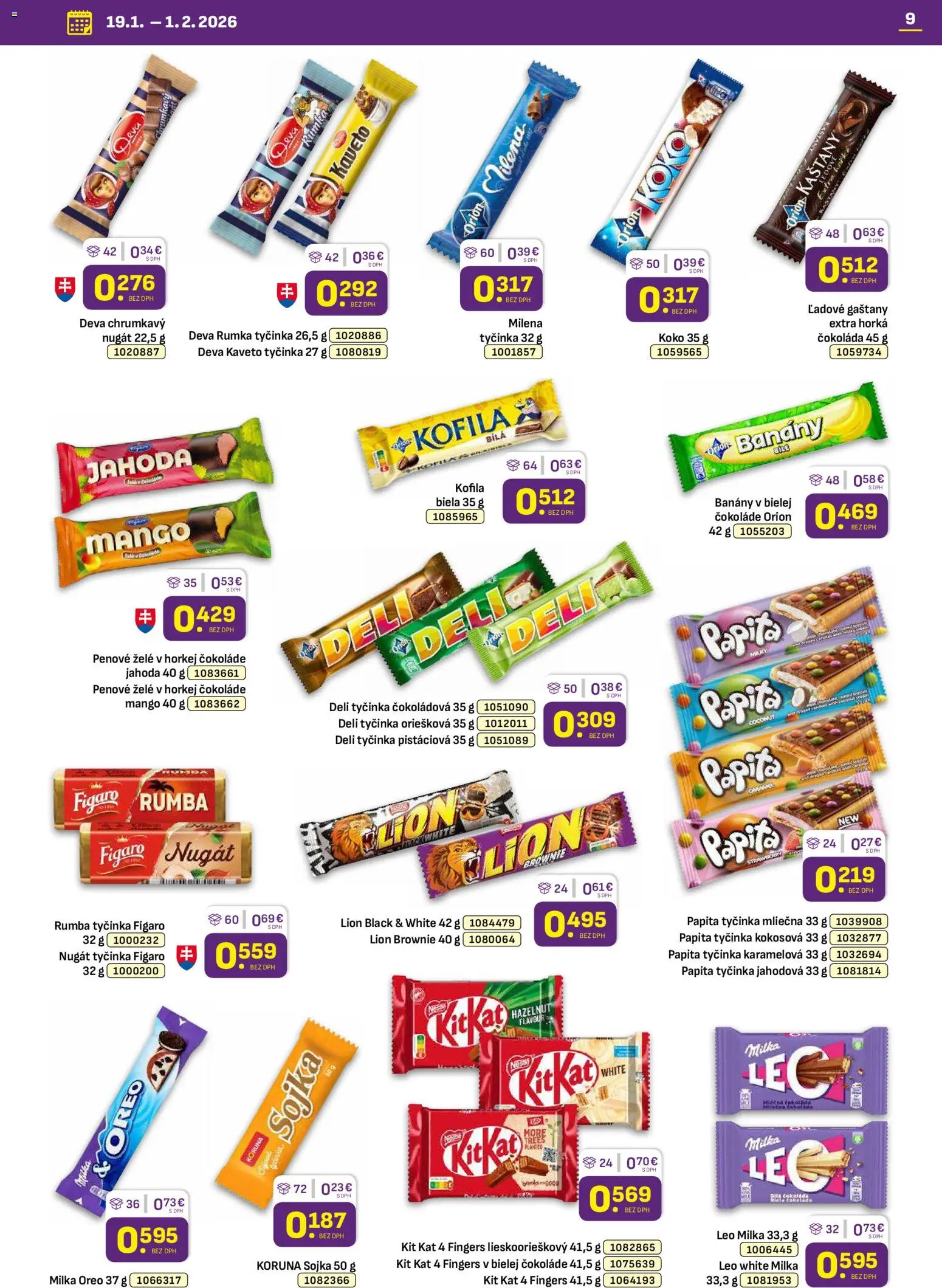 Nové Libex akcie – leták je platný od 19.01.2026 | Strana: 9 | Produkty: Gaštany, Čokoláda, Milka, Mango