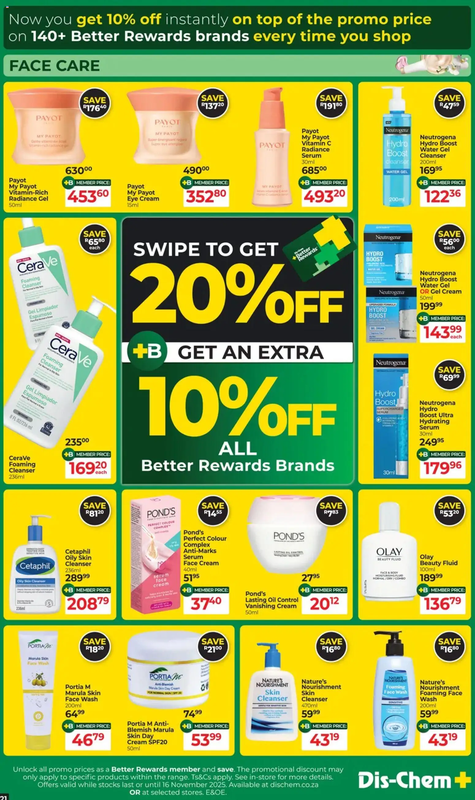 New Dis-Chem catalogue – valid from 21.10.2025 | Page: 21 | Products: Oil, Peach, Eye cream, Day cream