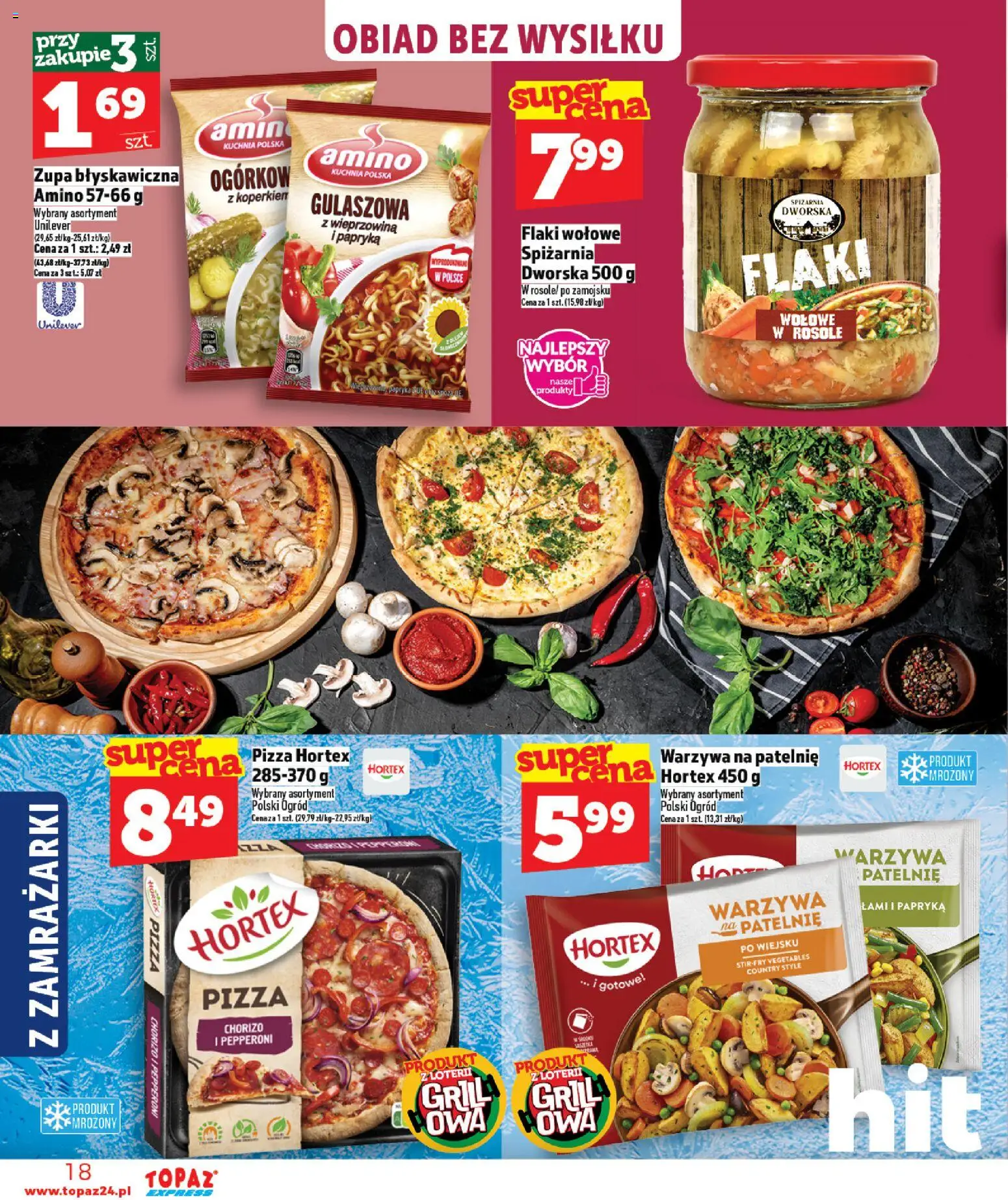 Topaz gazetka - Express od 16.04.2026 | Strona: 18 | Produkty: Flaki, Zupa, Flaki wołowe, Warzywa