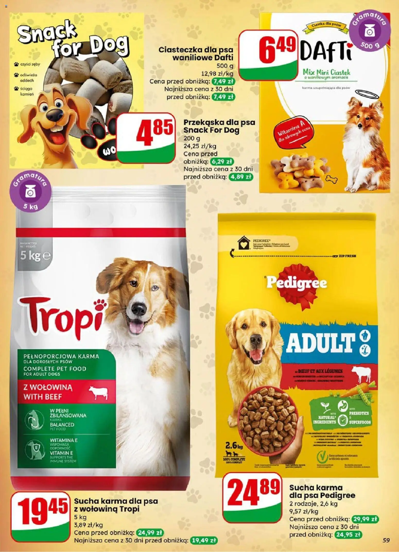 Dino Gazetka od 07.01.2026 | Strona: 59 | Produkty: Pedigree, Karma dla psa, Sucha karma dla psa, Ciasteczka