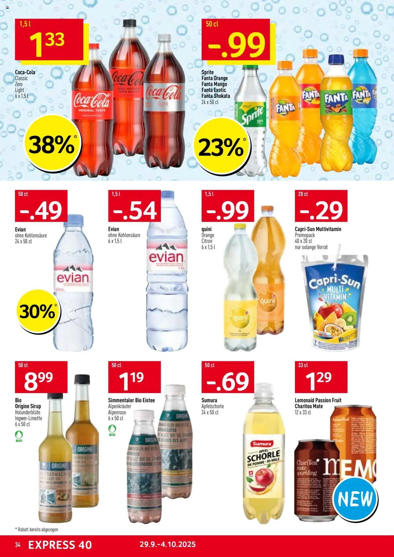Prodega Aktionen – gültig ab 29.09.2025 | Seite: 34 | Produkte: Fanta, Sprite, Sirup, Mango
