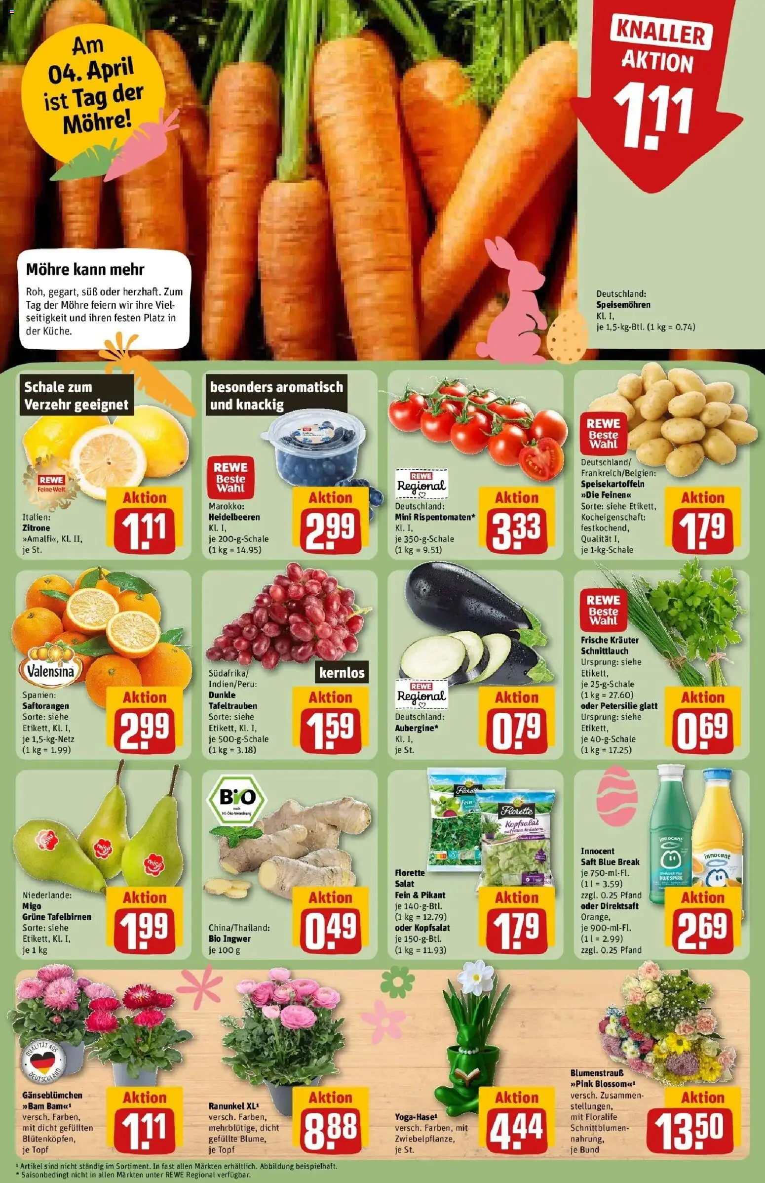 Rewe Prospekt Oberhausen	 – gültig ab 30.03.2026 | Seite: 4 | Produkte: Valensina, Zitrone, Petersilie, Saft