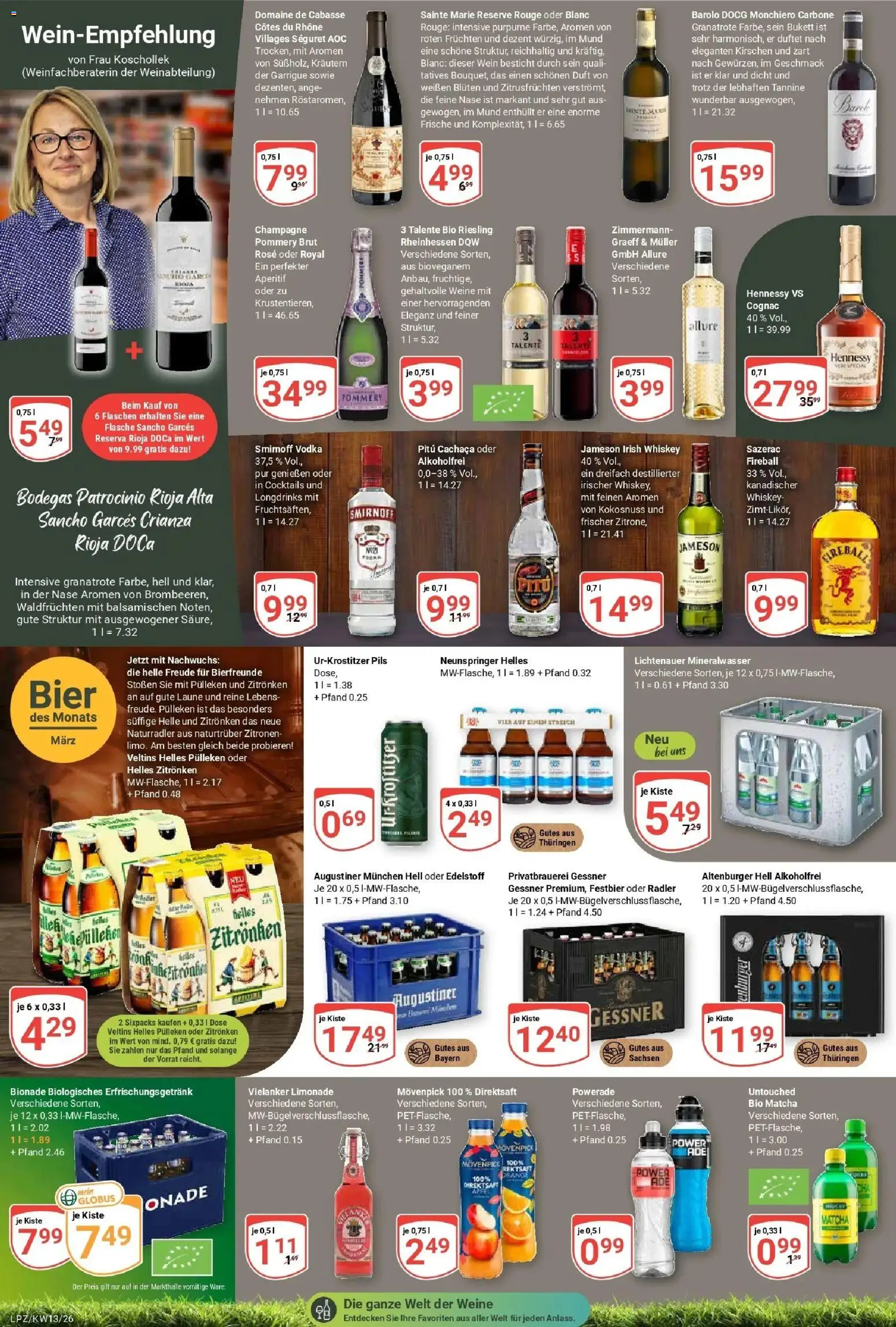 Globus prospekt Leipzig	 – gültig ab 23.03.2026 | Seite: 19 | Produkte: Pils, Äpfel, Rouge, Mineralwasser