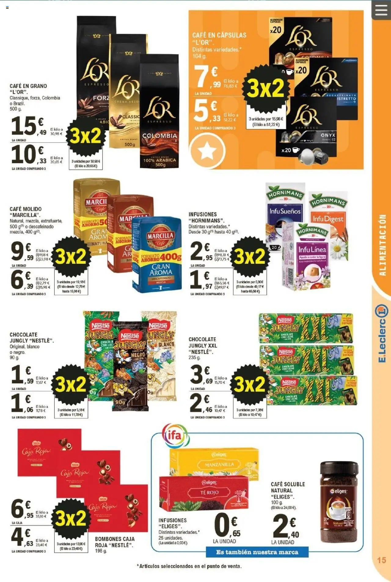 E.Leclerc folleto │ válido desde el 22.10.2025 | Página: 15 | Productos: Café, Té, Café en cápsulas, Μηχανή καφέ