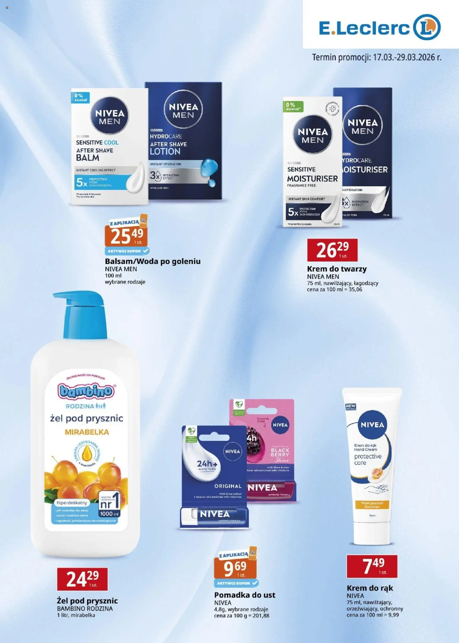 E.Leclerc gazetka - Radom Nivea od 17.03.2026 | Strona: 2 | Produkty: Pomadka, Krem do rąk, Lotion, Krem do twarzy