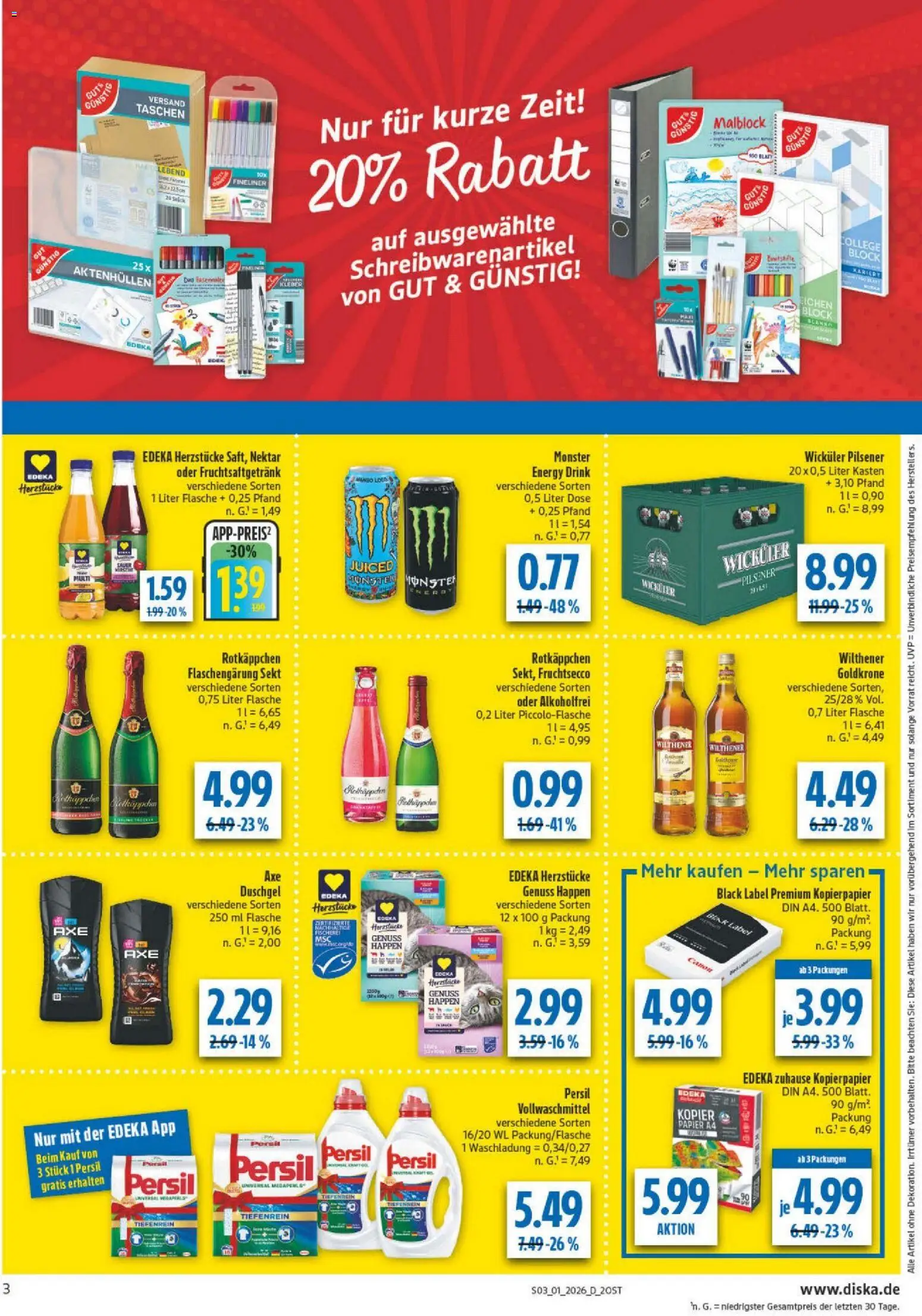 Diska - Diska Angebote Sachsen-Thüringen KW01 – gültig ab 29.12.2025 | Seite: 3 | Produkte: Energy, Monster, Rotkäppchen, Persil