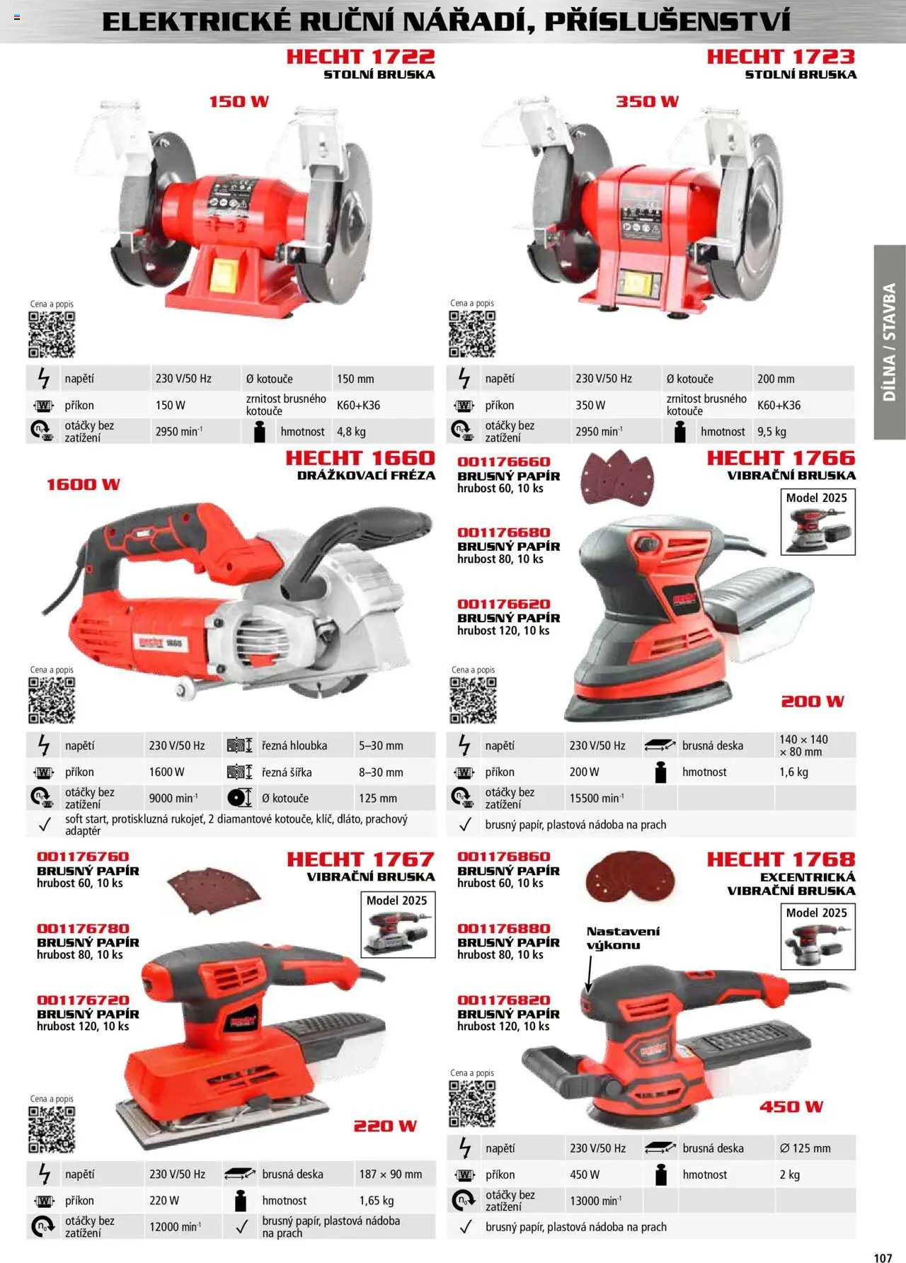 Hecht katalog - Podzim - zima 2025 od 01.09.2025 | Strana: 107 | Produkty: Stolní bruska, Drážkovací fréza, Hecht, Bruska