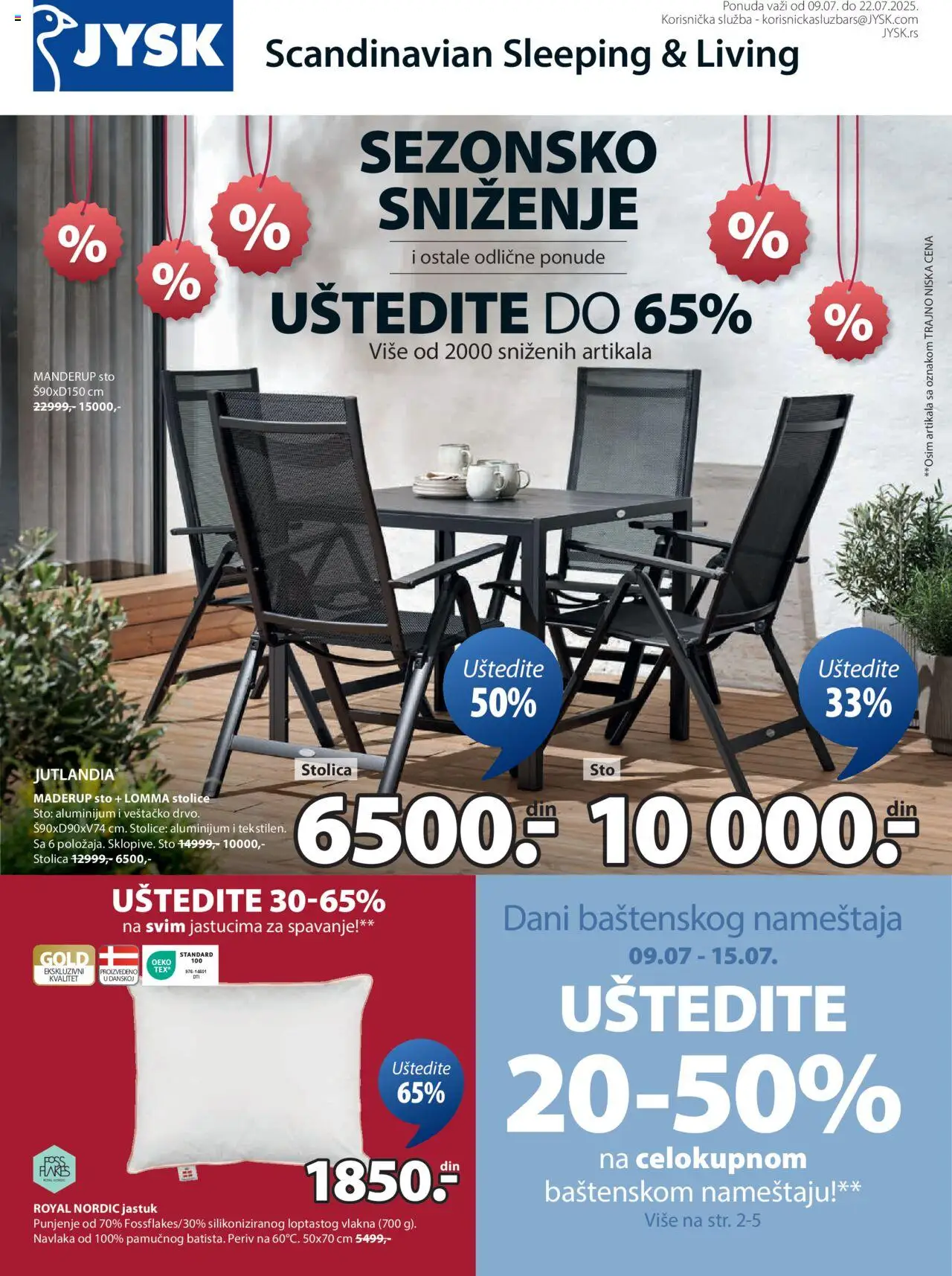 Jysk katalog - važi od 09.07.2025 | Strana: 1 | Proizvode: Jastuk, Sto, Stolica