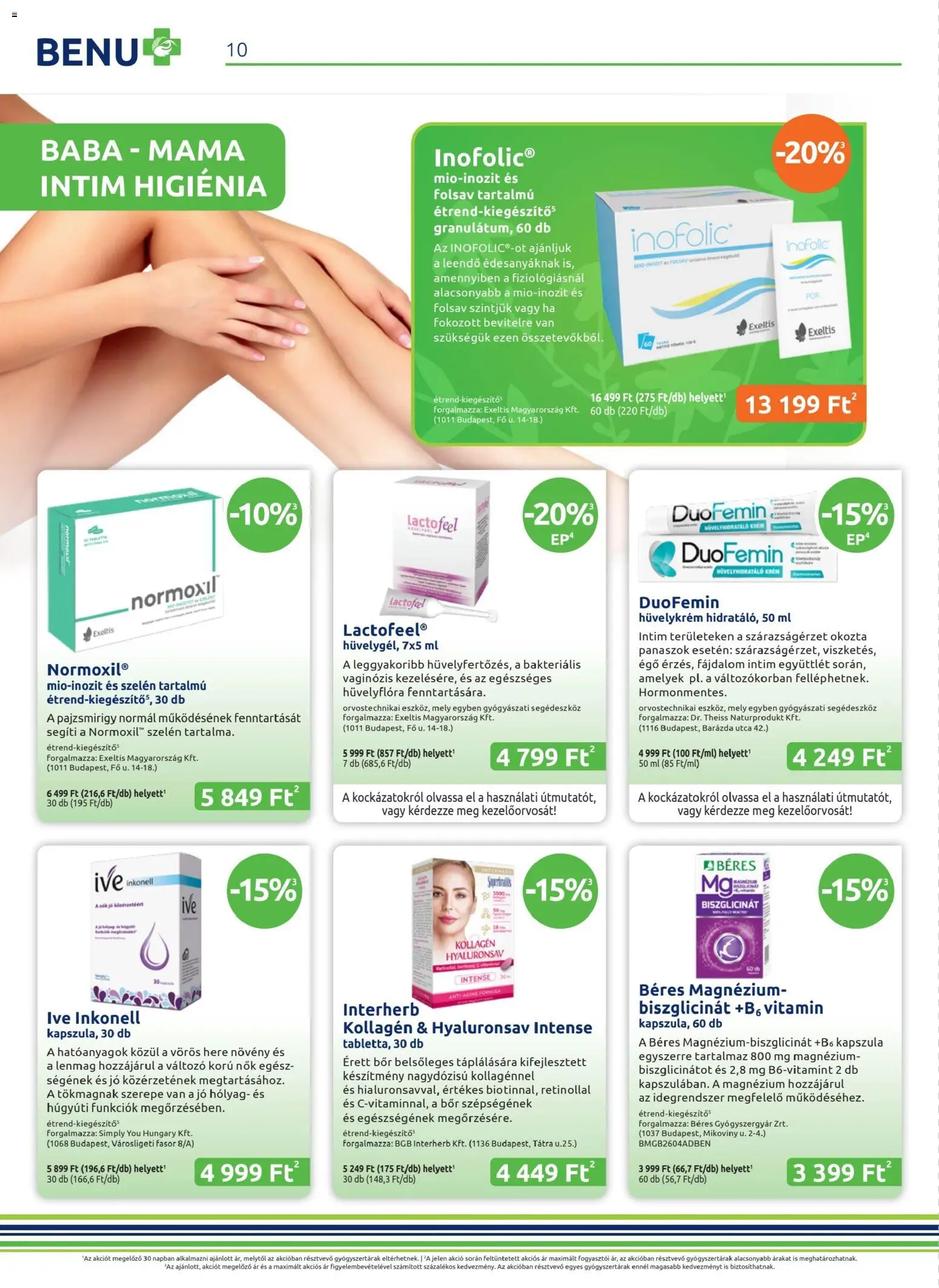 BENU Gyógyszertárak akciós ujság - amely érvényes a következő dátumtól: 04.04.2026 | Oldal: 10 | Termékek: Kollagén, Bor