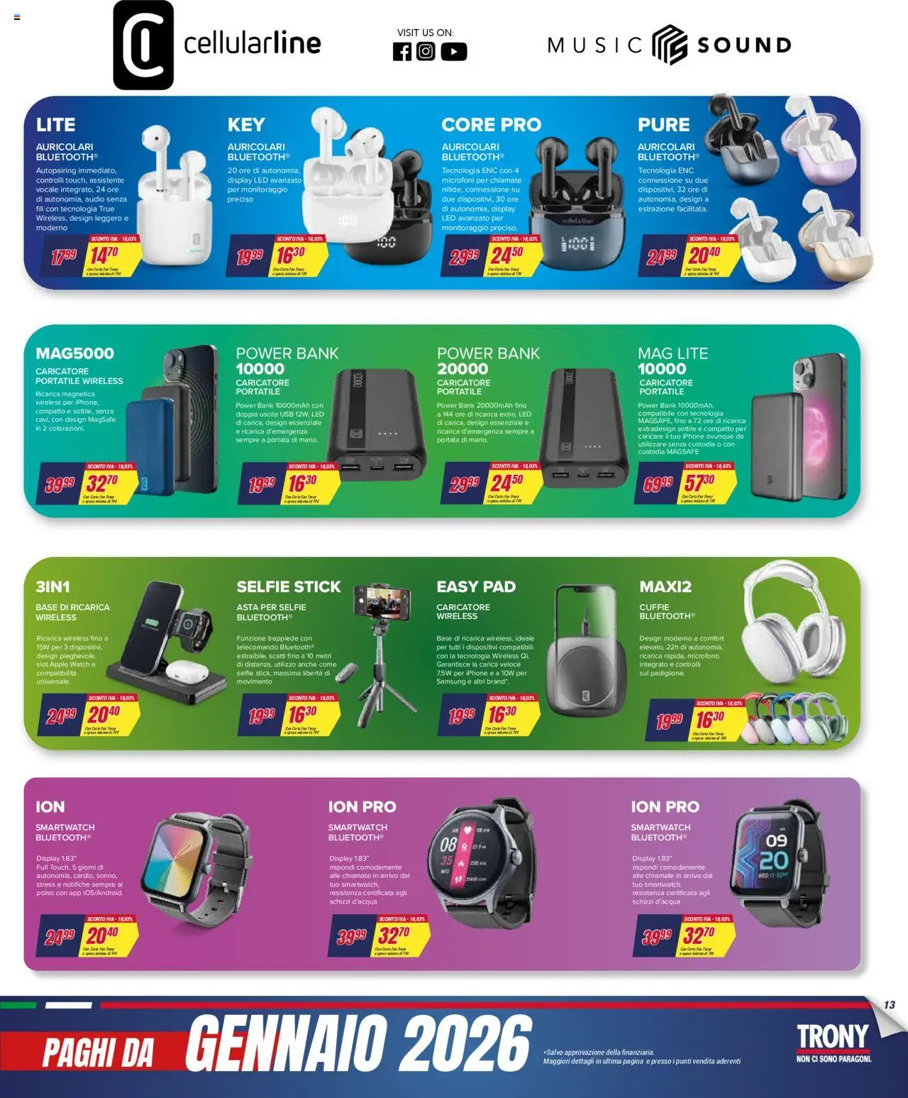 Volantino Trony del 02.10.2025 | Pagina: 13 | Prodotti: Cuffie, USB, Fan, Apple Watch