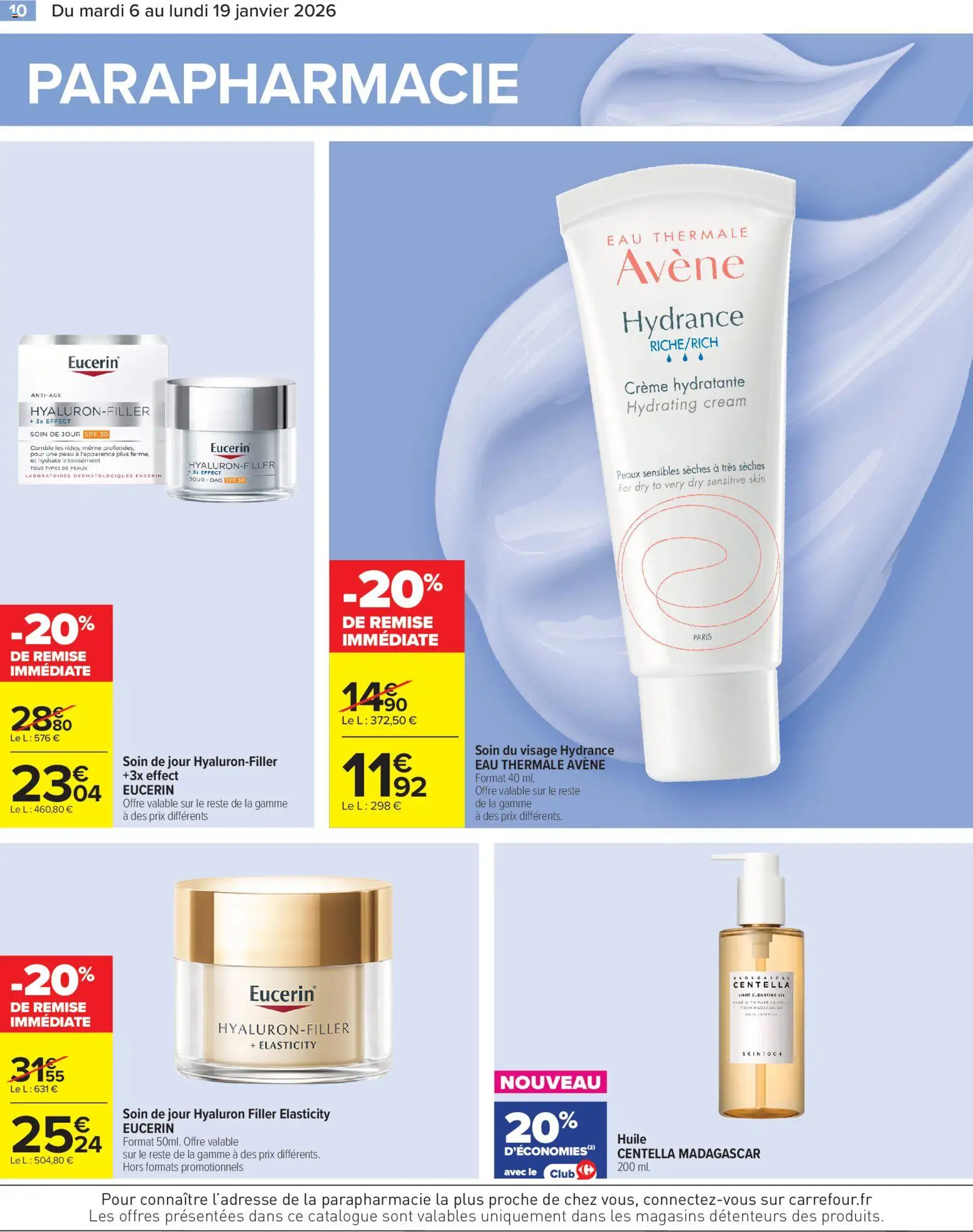 {H1} | Page: 12 | Produits: Eau thermale, Crème hydratante, Huile, Crème