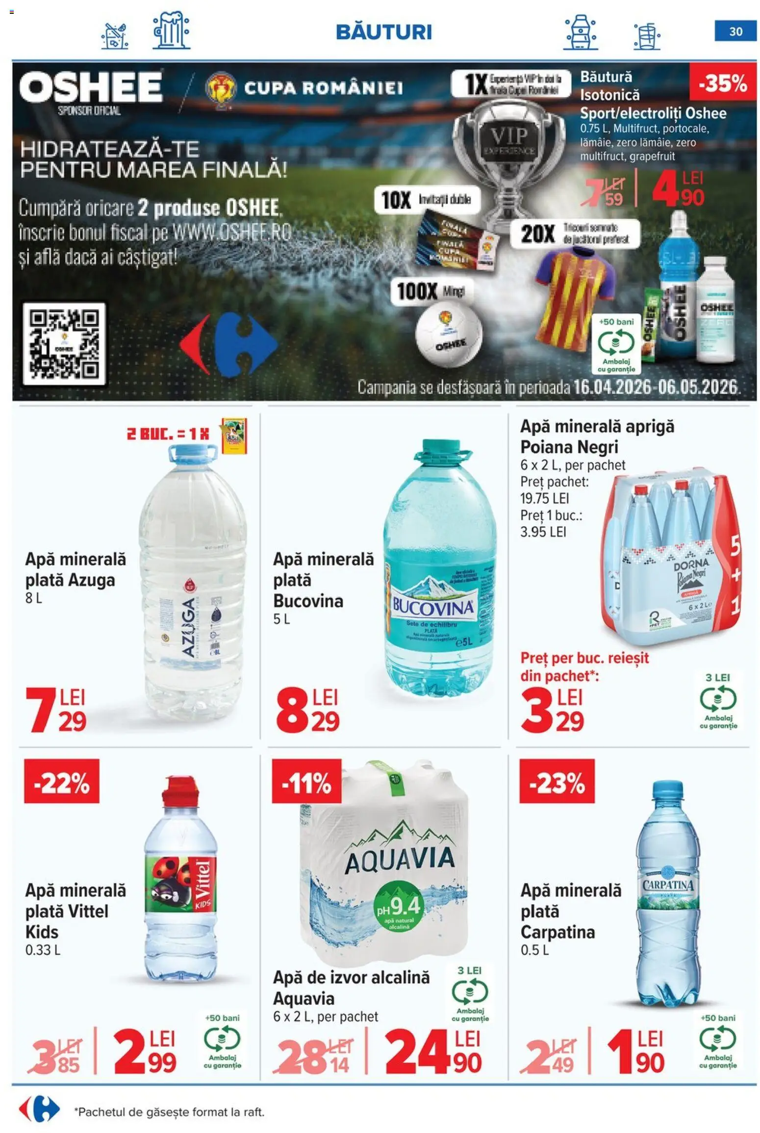 Noul catalog Carrefour – valabil de la 15.04.2026 | Pagină: 31 | Produse: Yazı tahtası kalemi, Apă