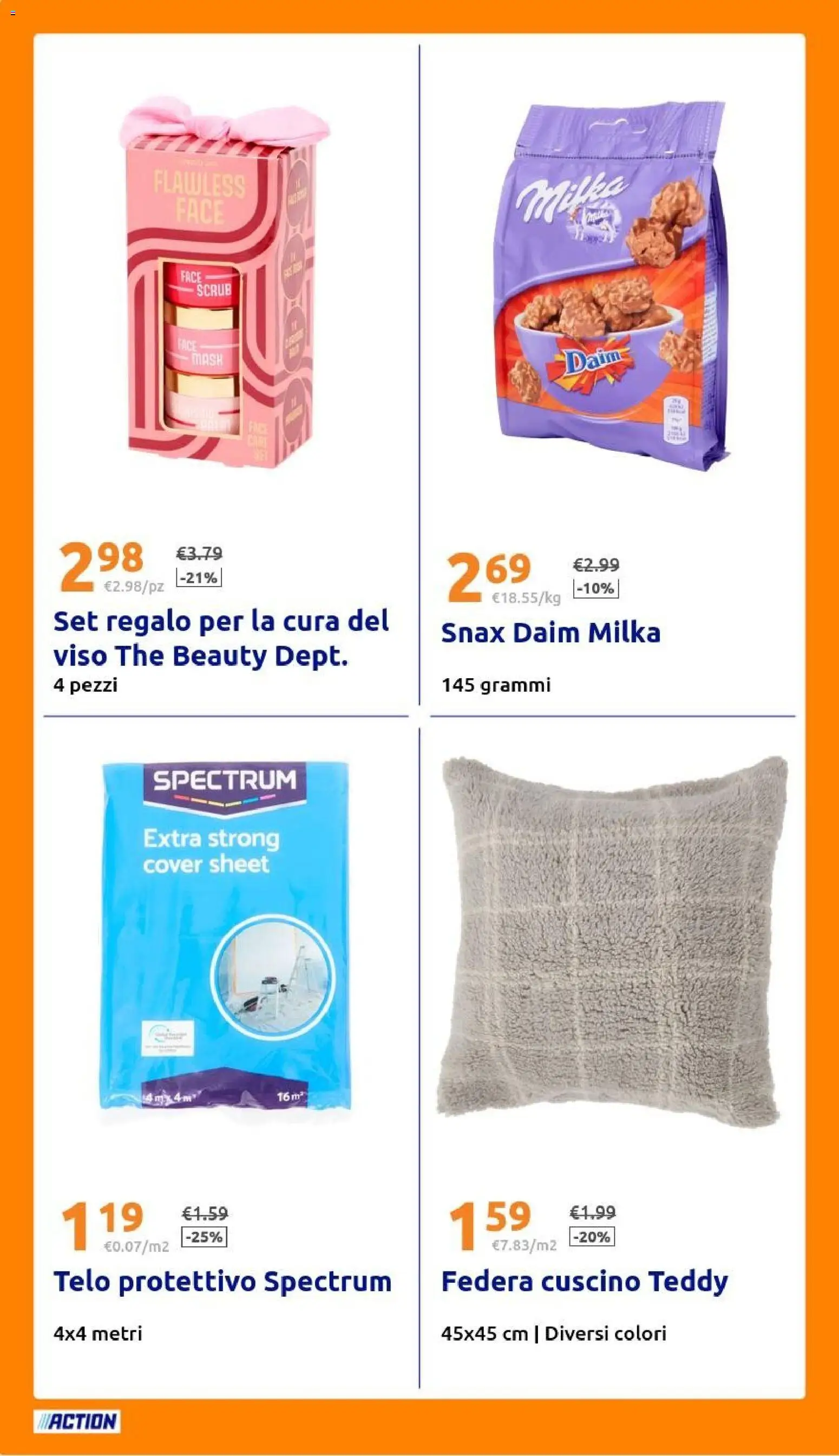 Volantino Action del 22.10.2025 | Pagina: 20 | Prodotti: Scrub, The, Cuscino, Federa