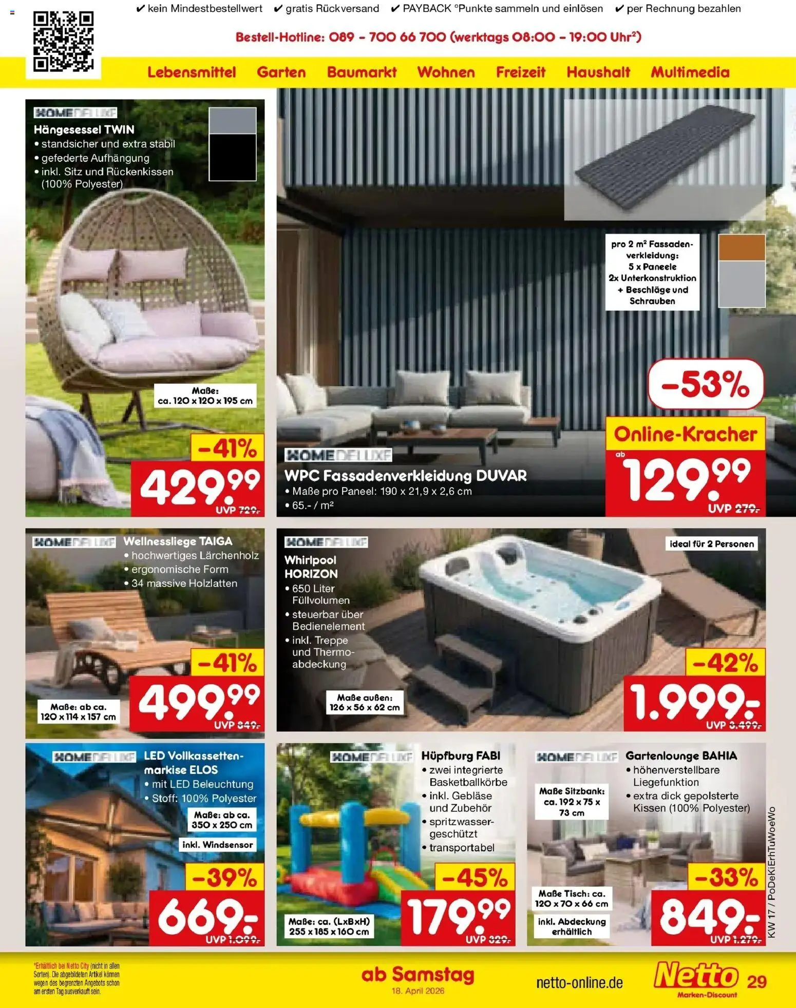 Netto Marken-Discount Prospekt Regensburg	 – gültig ab 20.04.2026 | Seite: 41 | Produkte: Sitzbank, Kissen, Tisch