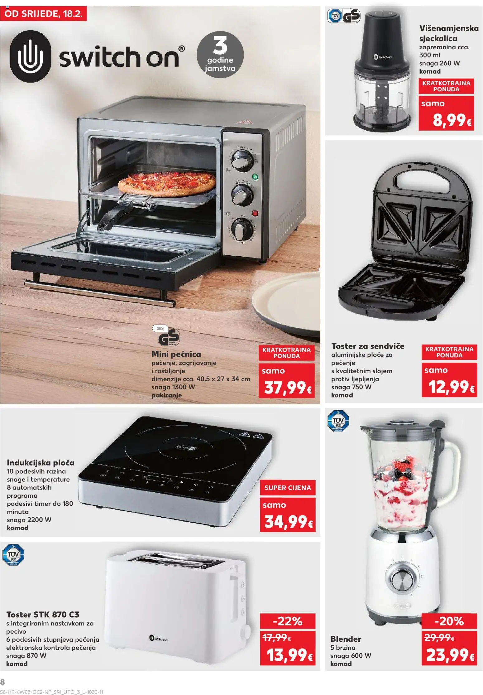 Kaufland katalog | vrijedi od 18.02.2026 | Stranica: 8 | Proizvodi: Toster, Indukcijska ploča, Sjeckalica, Pecivo