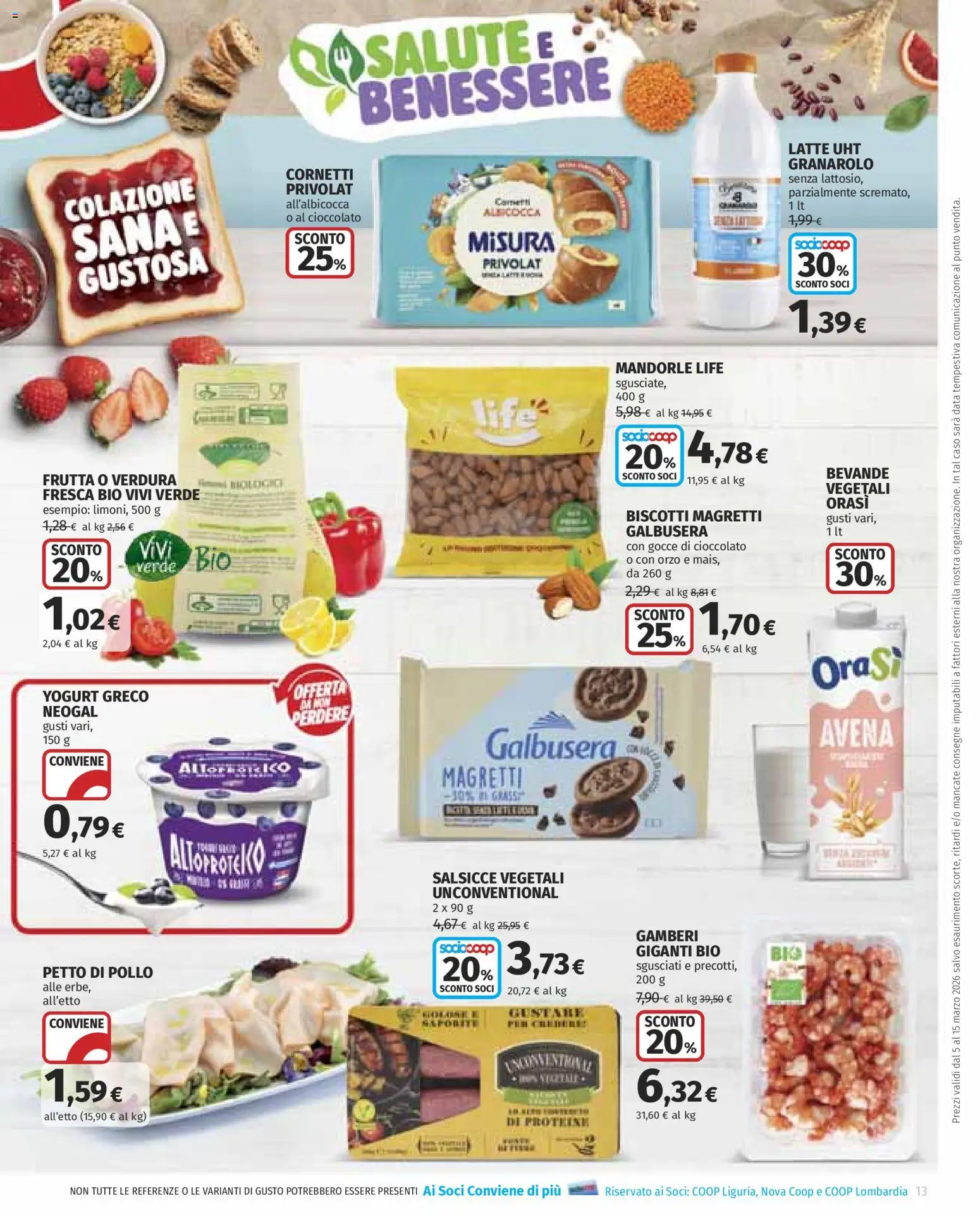 Volantino COOP del 05.03.2026 | Pagina: 13 | Prodotti: Yogurt greco, Gamberi, Frutta, Mandorle