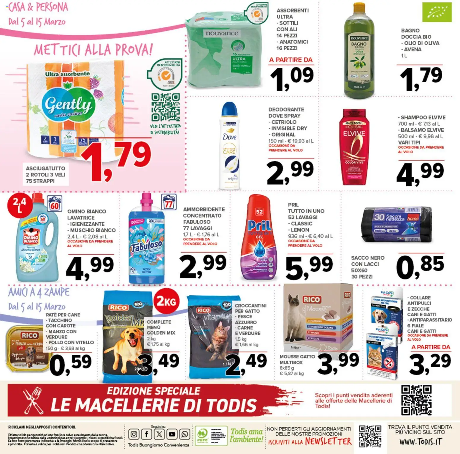 Volantino Todis del 05.03.2026 | Pagina: 24 | Prodotti: Paté, Ammorbidente, Cetriolo, Bagno