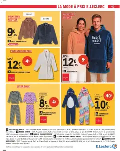 E.Leclerc - Prévisualisation de COMBINAISON NUIT ENFANT, 100% Polyester recyclé. Du 3 au 12 ans. Existe en homme du S Au XXL au prix de 22,95€ -40% soit un prix de lancement de 13,77€. Différents modèles disponibles selon la taille. valide à partir de 20.01.2026 | Page: 43