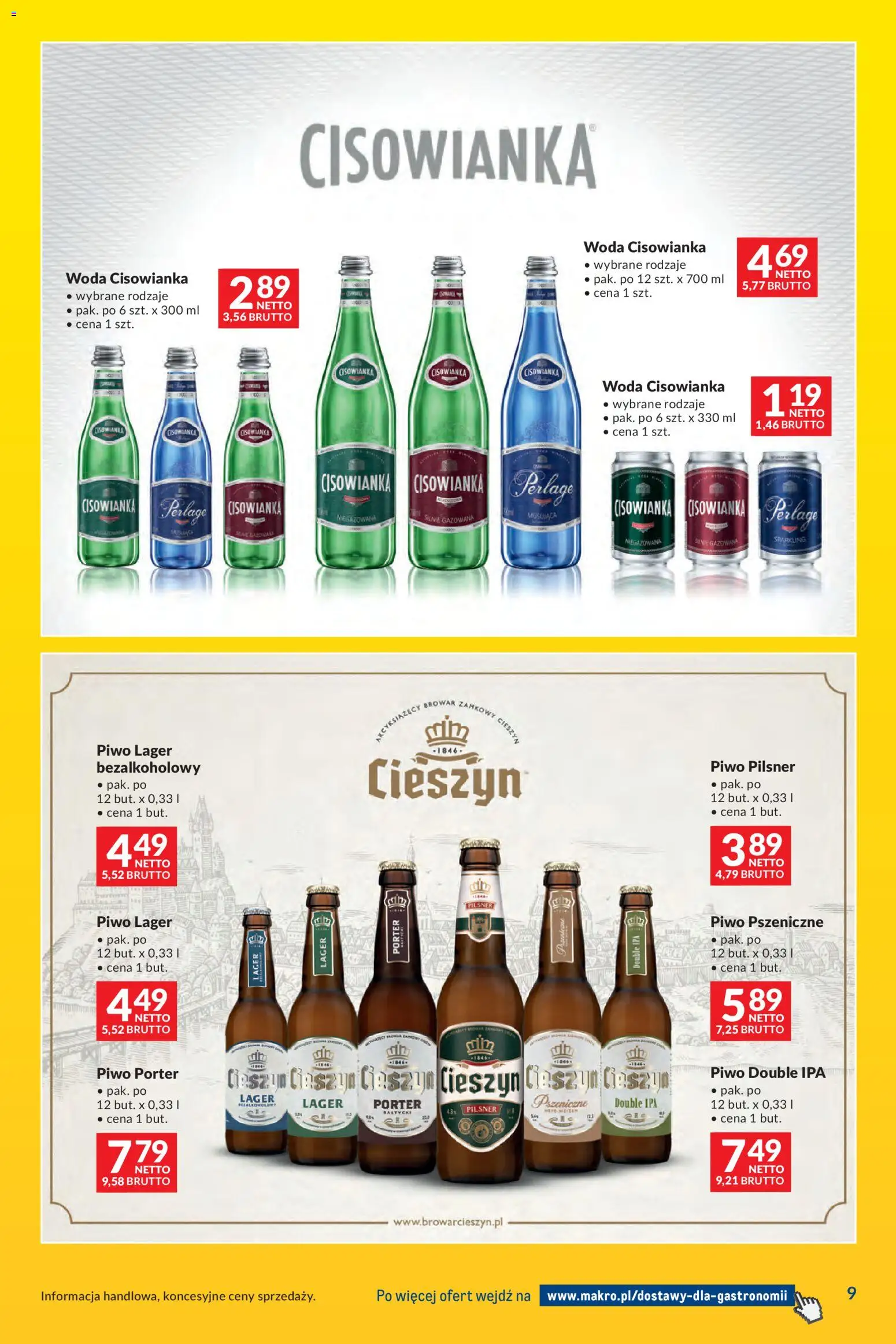 Makro gazetka - Dostawy dla gastronomii od 03.04.2026 | Strona: 9 | Produkty: Piwo pszeniczne, Piwo, Woda