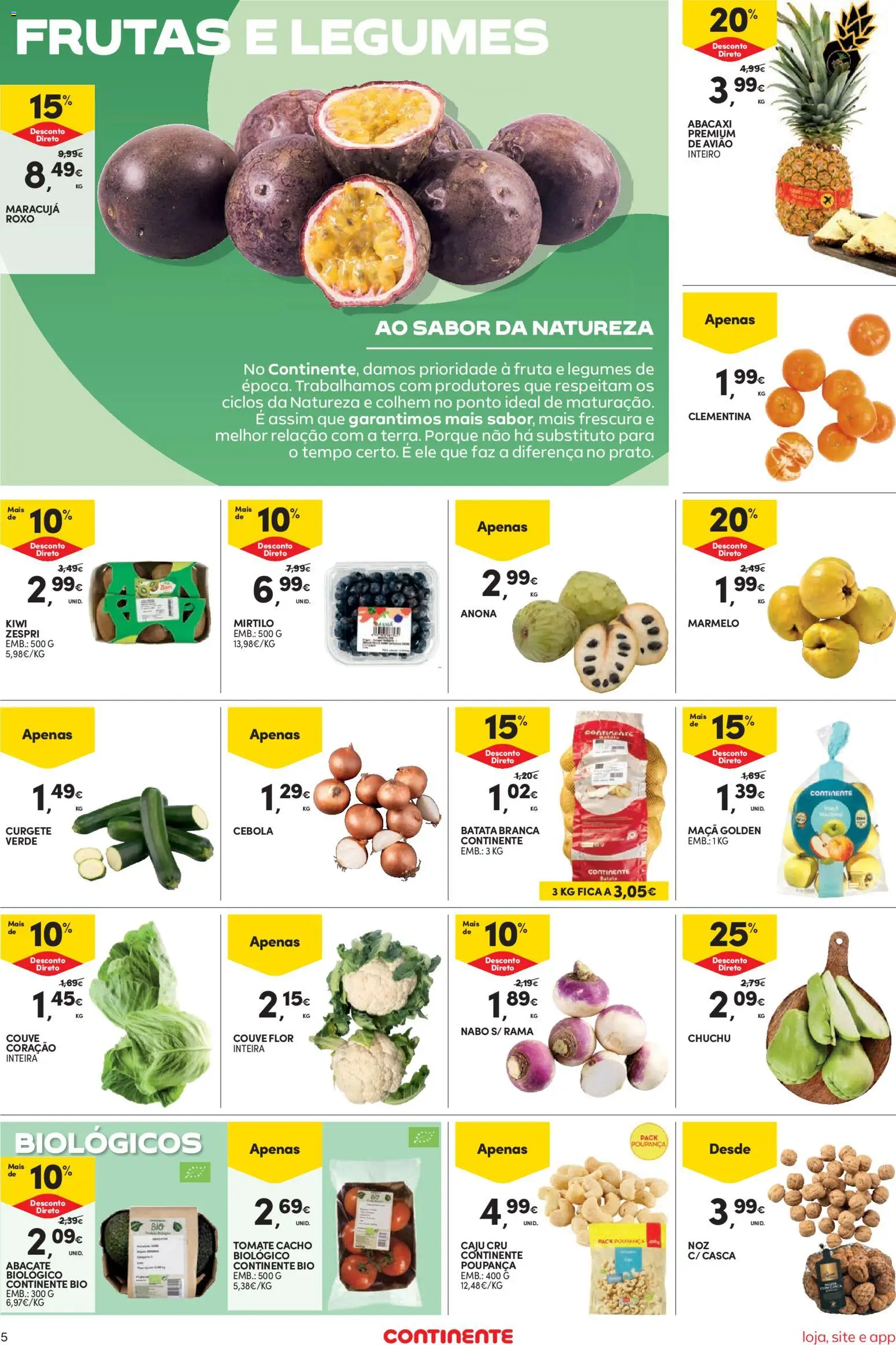 Continente Semanal Continente Bom Dia │ válido de 25.11.2025 | Página: 5 | Produtos: Batata, Maça, Kiwi, Couve