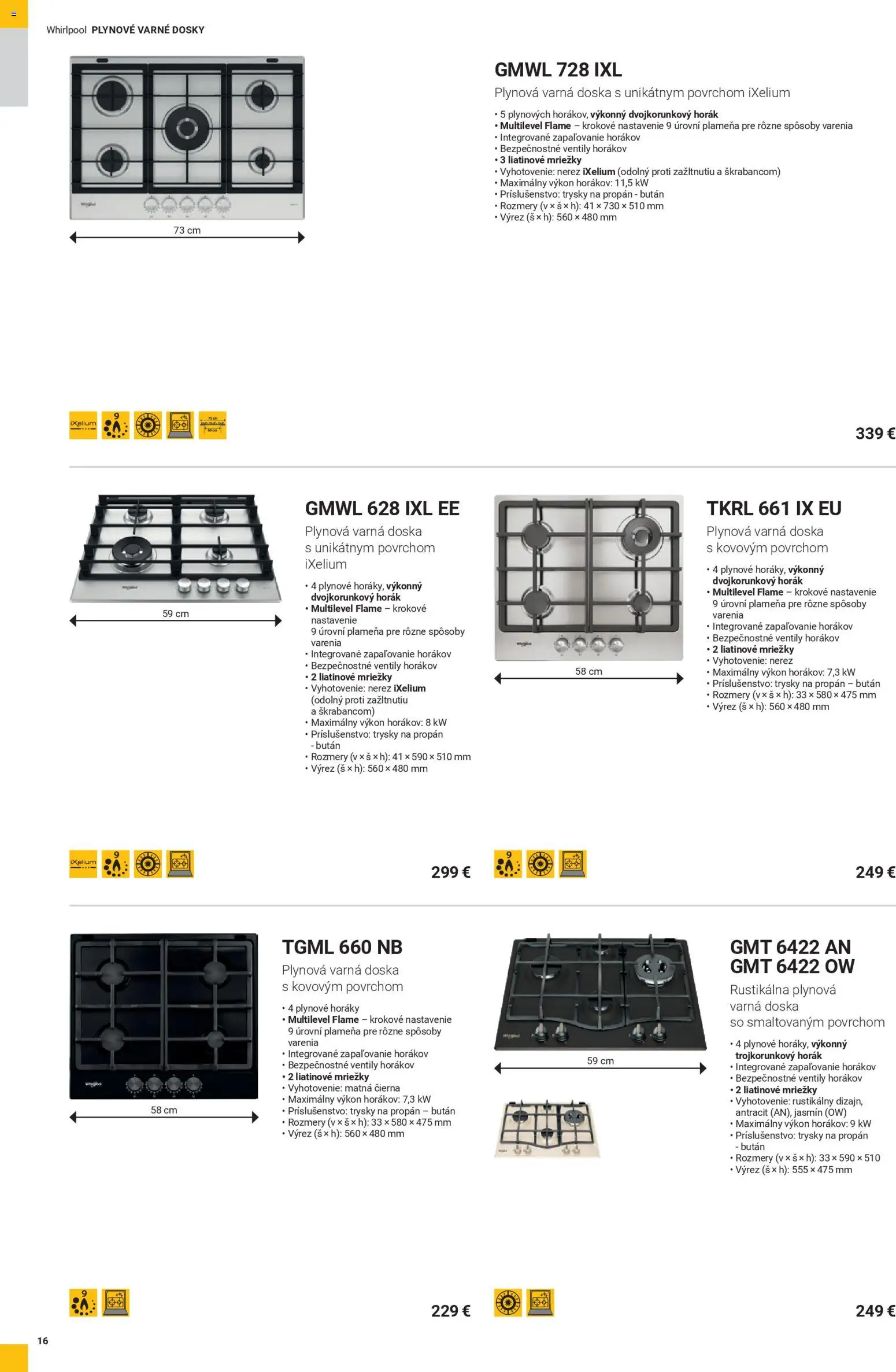 Nové Whirlpool akcie – leták je platný od 12.11.2025 | Strana: 16 | Produkty: Varná doska
