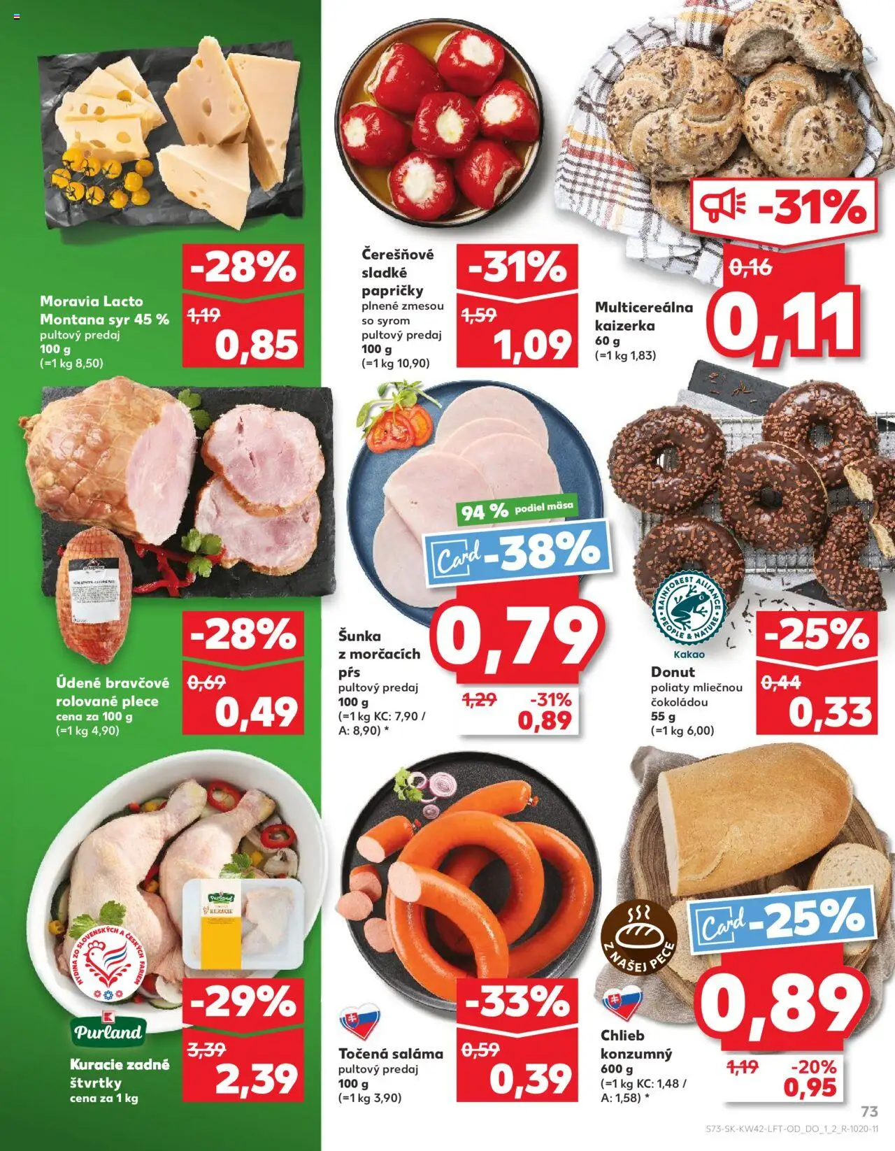Nové Kaufland akcie – leták je platný od 16.10.2025 | Strana: 73 | Produkty: Chlieb, Saláma, Šunka, Kakao