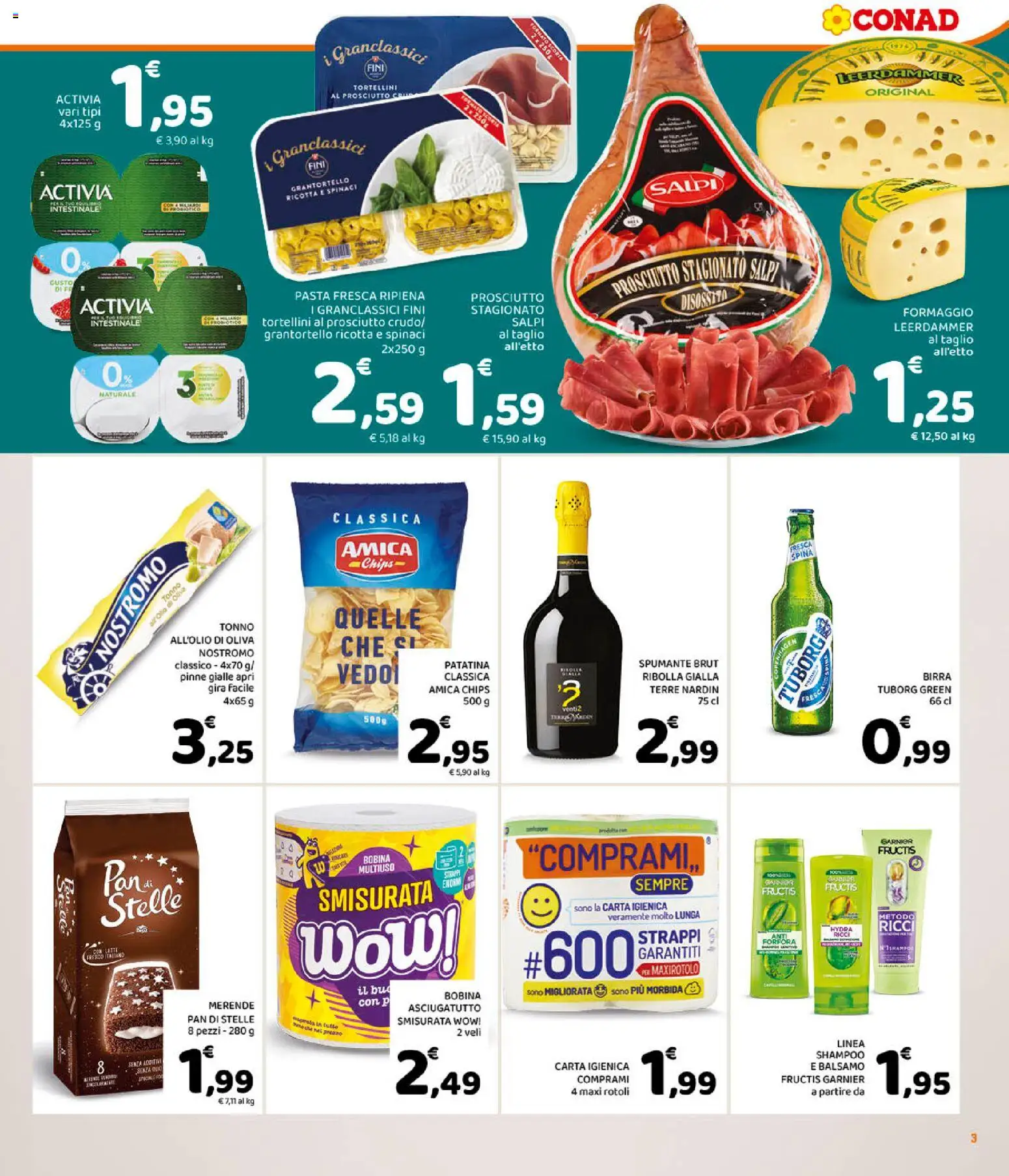 Volantino Conad del 12.11.2025 | Pagina: 3 | Prodotti: Prosciutto Crudo, Tonno, Ricotta, Asciugatutto