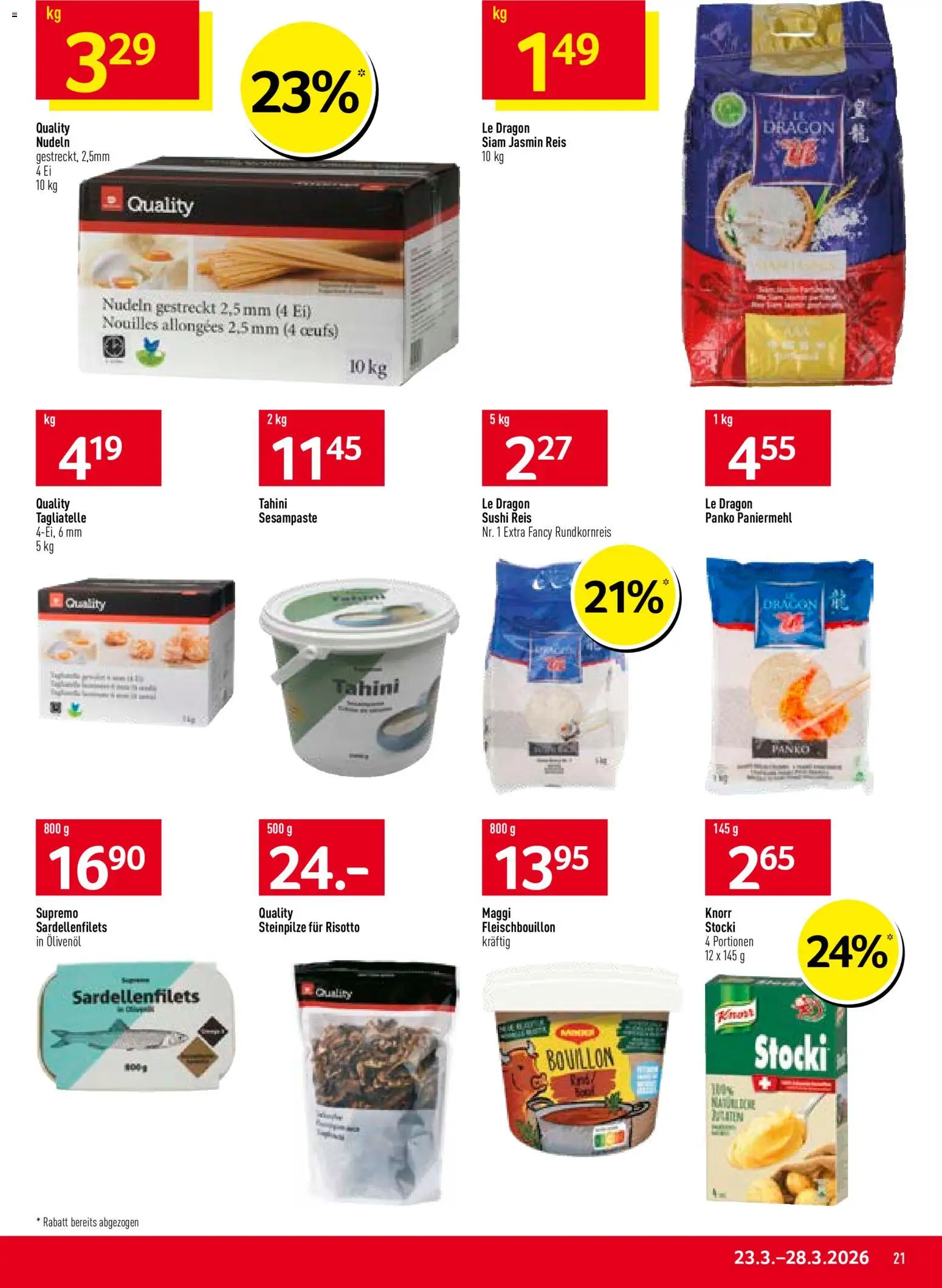 Prodega aktionen – gültig ab 23.03.2026 | Seite: 21 | Produkte: Reis, Nudeln