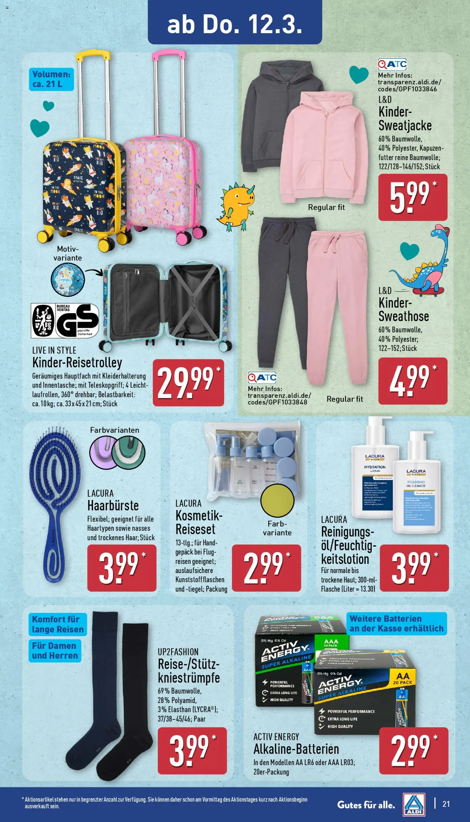Aldi Prospekt 	 – gültig ab 09.03.2026 | Seite: 22 | Produkte: Sweathose, Up2fashion, Sweatjacke, Energy